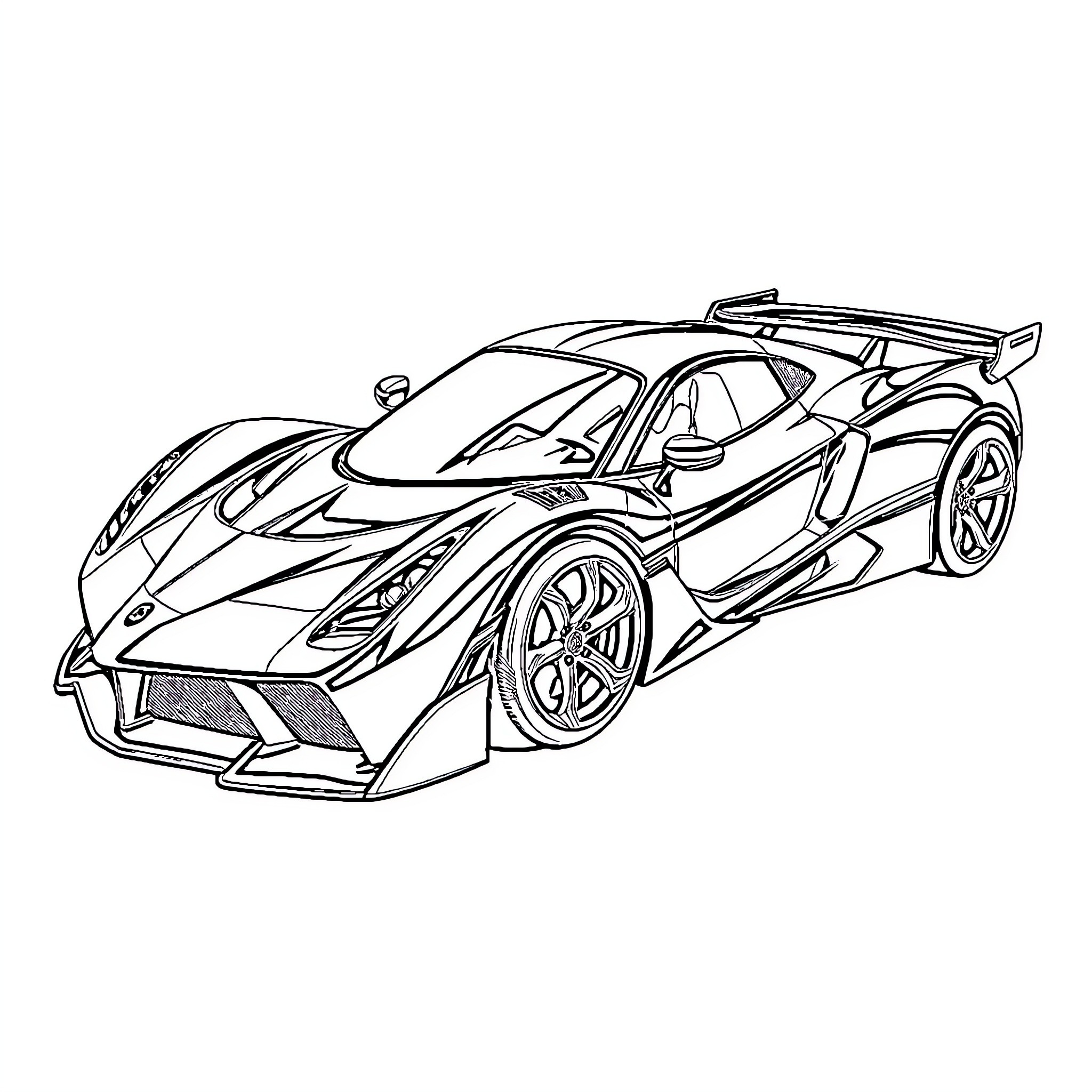 Mastretta MXR Aggressive Sports Car Design Coloring Page (free black-and-white line drawing printable PDF for all, from beginners to advanced learners, including children, teens, adults, and seniors)