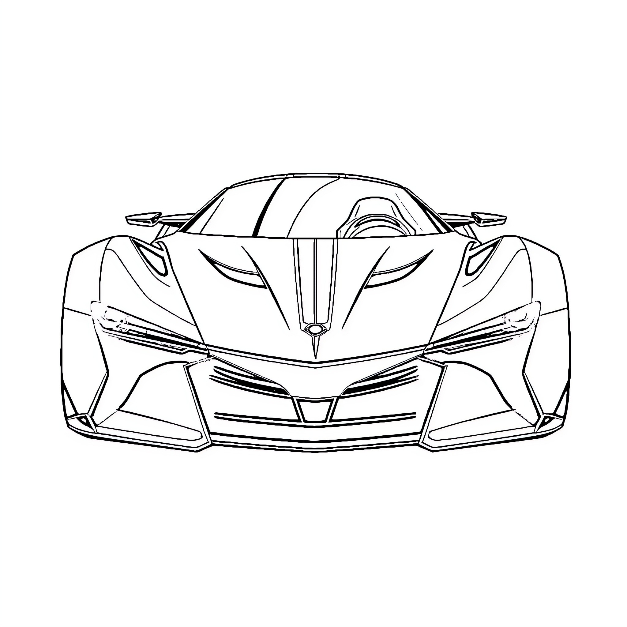 Voiture with dynamic futuristic design Coloring Page (free black-and-white line drawing printable PDF for all, from beginners to advanced learners, including children, teens, adults, and seniors)