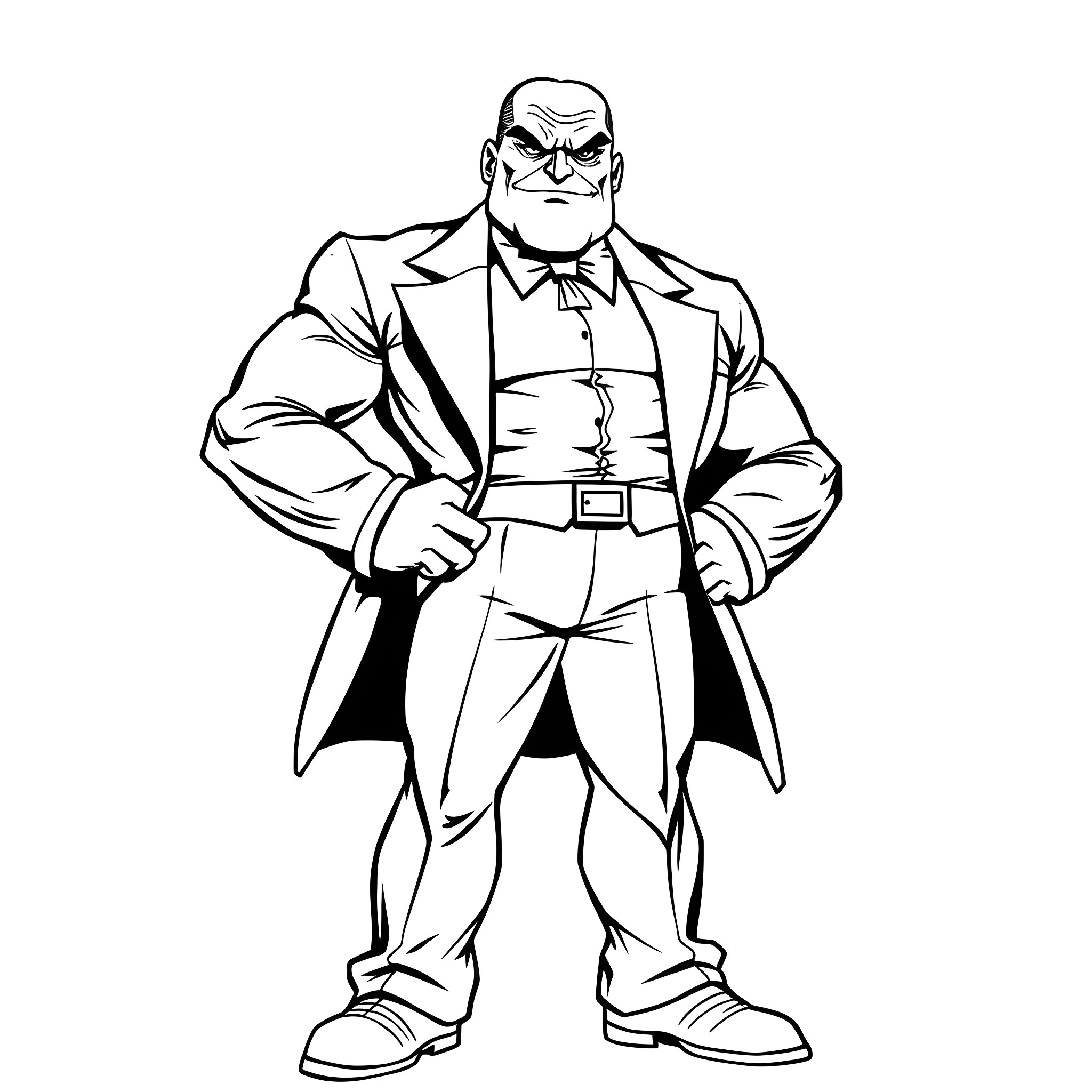 Riddler in classic villain pose Coloring Page (free black-and-white line drawing printable PDF for all, from beginners to advanced learners, including children, teens, adults, and seniors)