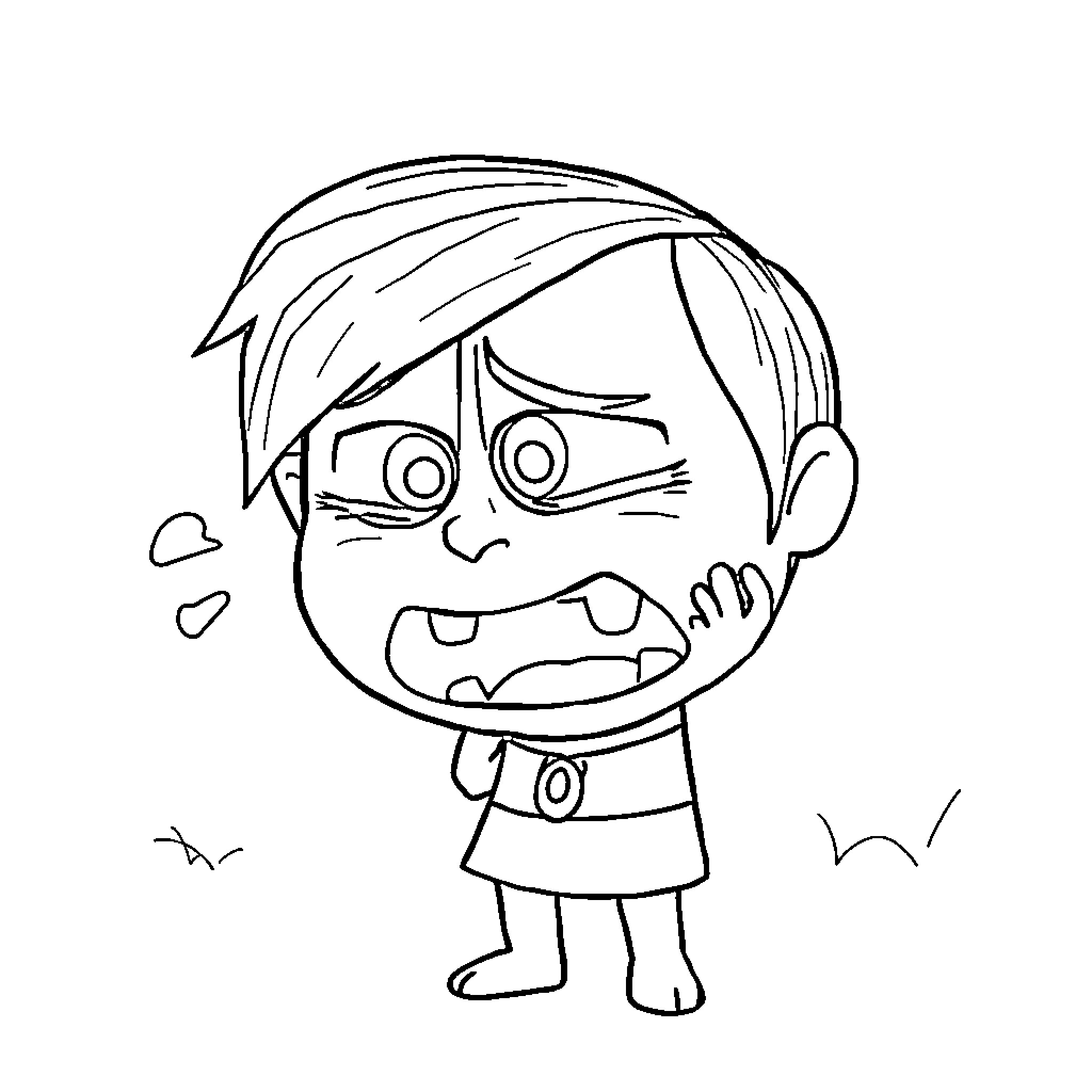 Anxiety-Induced Distress in a Child's Expression Coloring Page (free black-and-white line drawing printable PDF for all, from beginners to advanced learners, including children, teens, adults, and seniors)