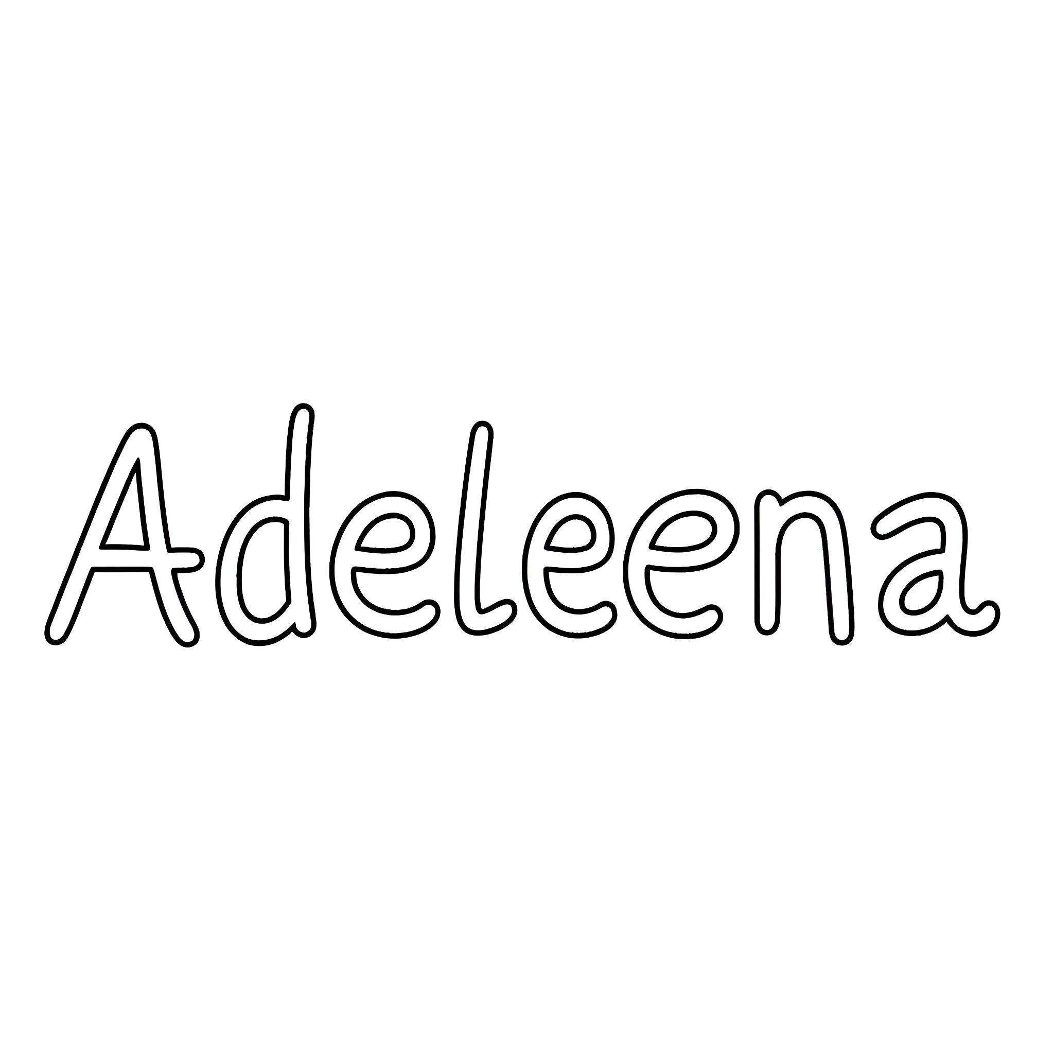 Adeleena - Name in Outline Coloring Page (free black-and-white line drawing printable PDF for all, from beginners to advanced learners, including children, teens, adults, and seniors)