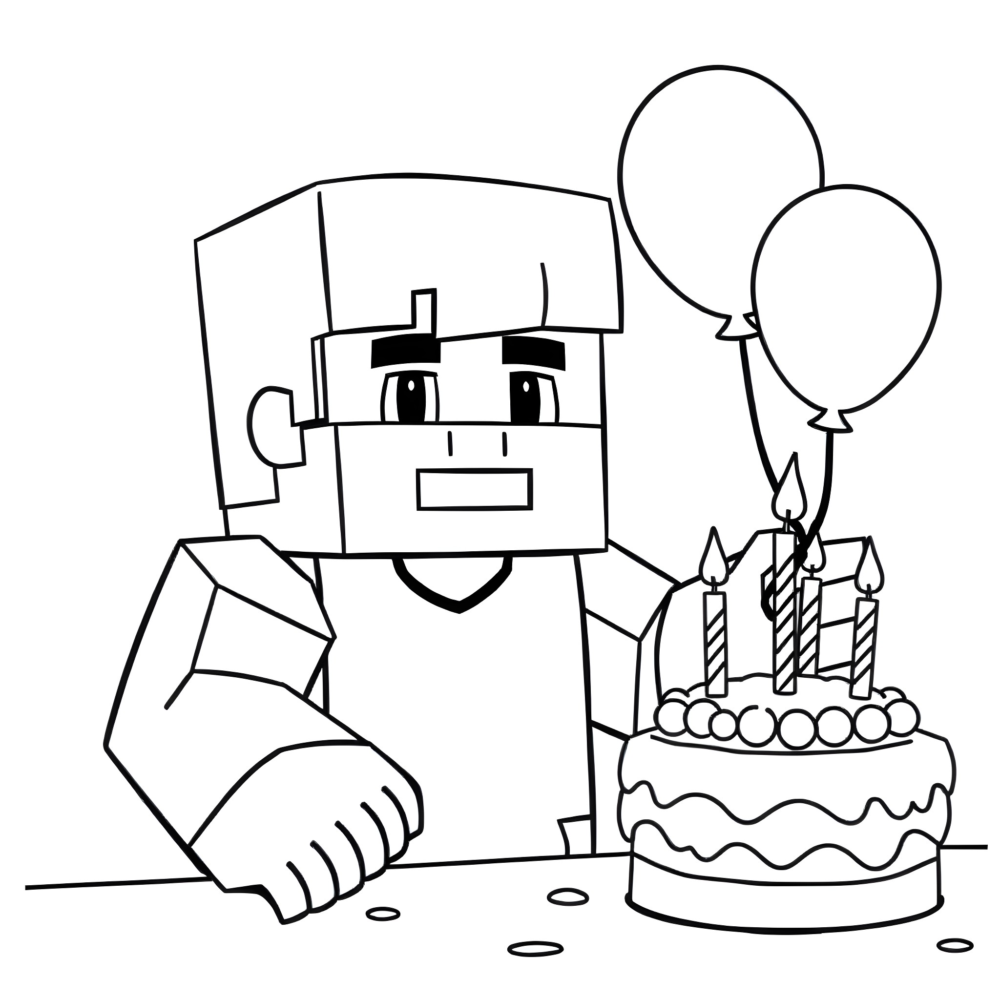 Alex's Birthday Celebration Coloring Page (free black-and-white line drawing printable PDF for all, from beginners to advanced learners, including children, teens, adults, and seniors)