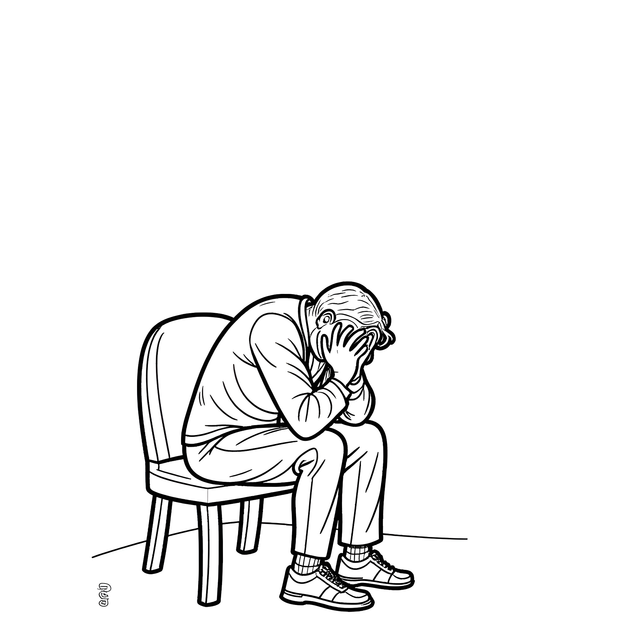 Tommy Vercetti in a moment of contemplation Coloring Page (free black-and-white line drawing printable PDF for all, from beginners to advanced learners, including children, teens, adults, and seniors)