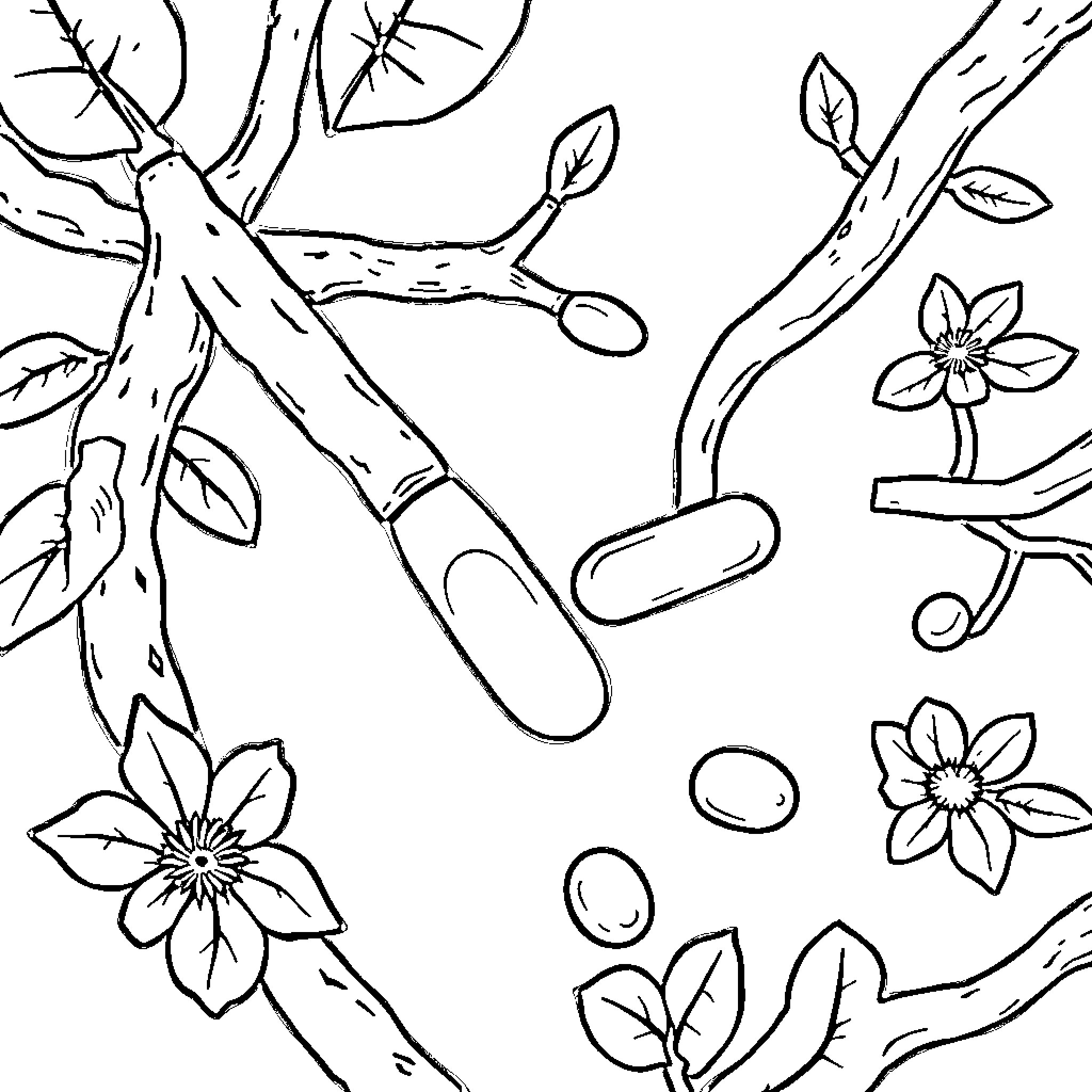 UDCA Artistic Floral Doodle Coloring Page (free black-and-white line drawing printable PDF for all, from beginners to advanced learners, including children, teens, adults, and seniors)