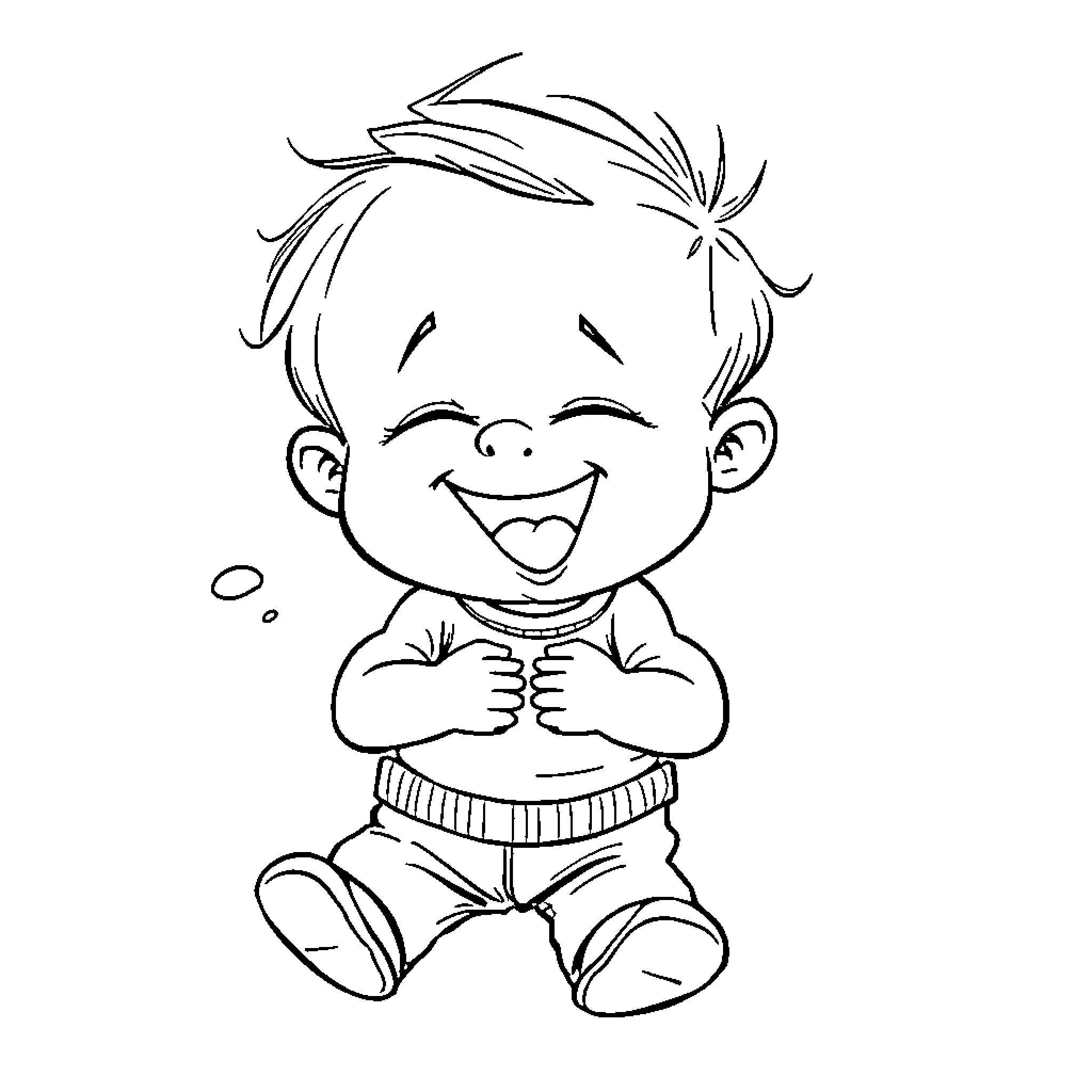 Playful boy having fun with toys Coloring Page (free black-and-white line drawing printable PDF for all, from beginners to advanced learners, including children, teens, adults, and seniors)