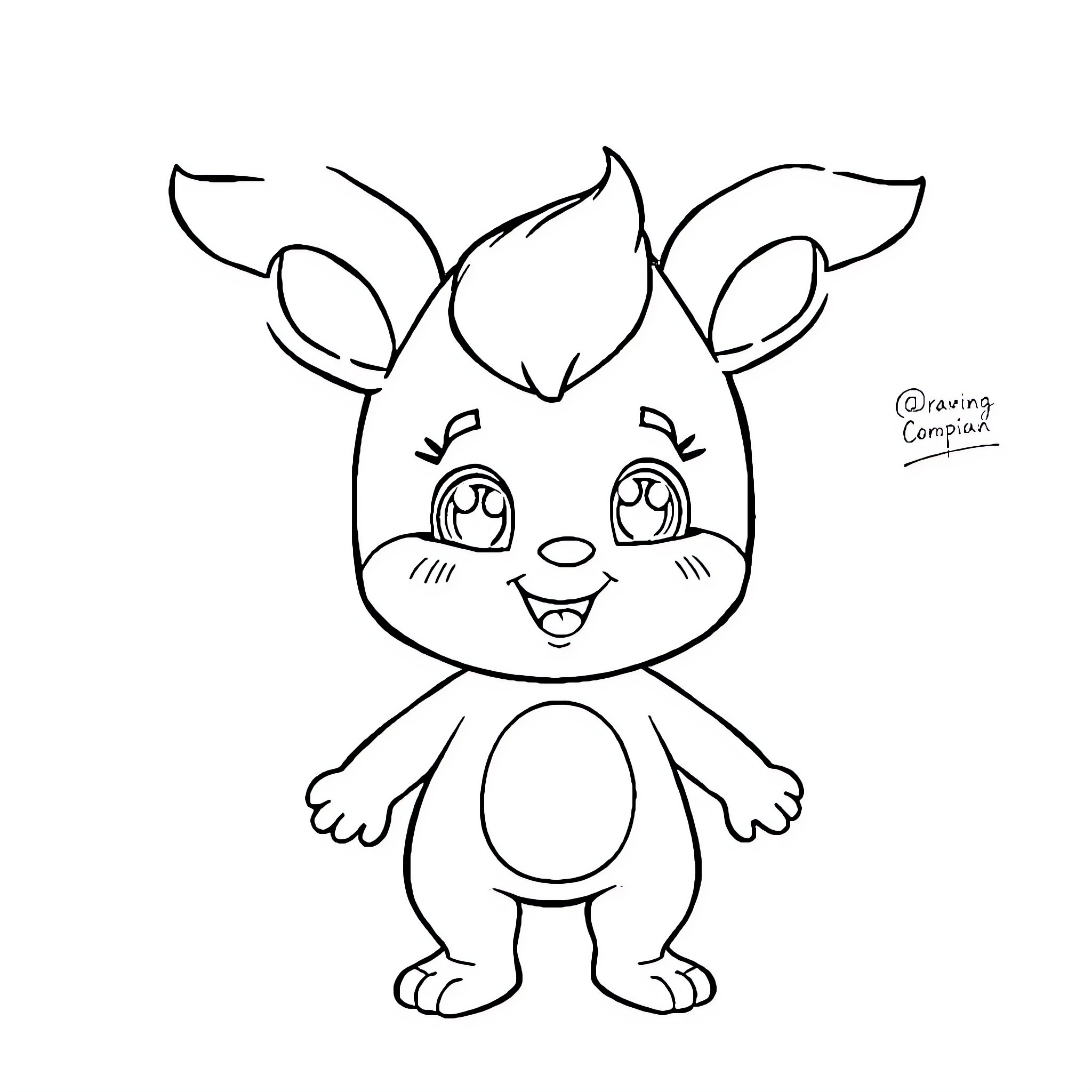 Sprunki Rabbit Cartoon Character Illustration Coloring Page (free black-and-white line drawing printable PDF for all, from beginners to advanced learners, including children, teens, adults, and seniors)
