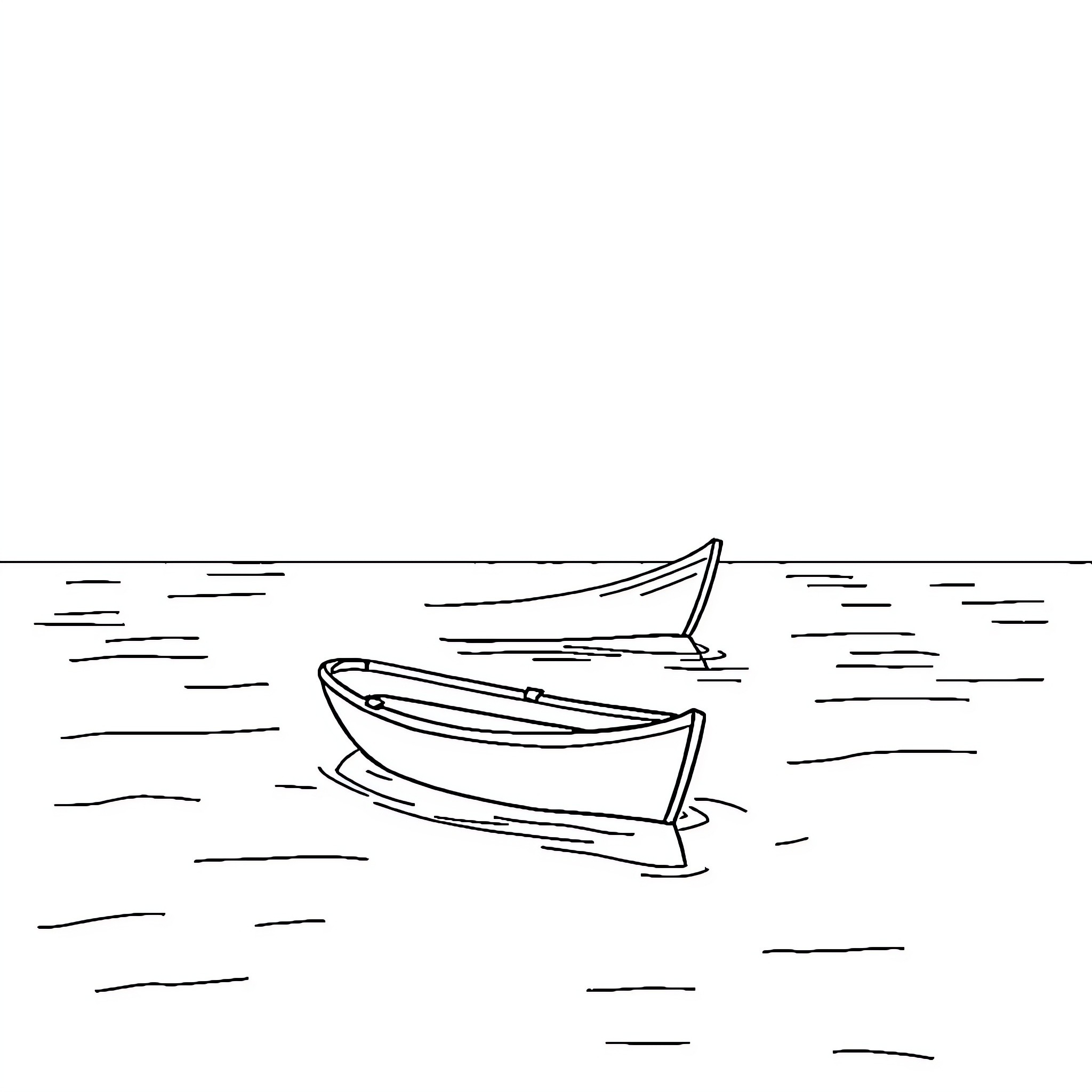 Boat drifting peacefully on the water Coloring Page (free black-and-white line drawing printable PDF for all, from beginners to advanced learners, including children, teens, adults, and seniors)