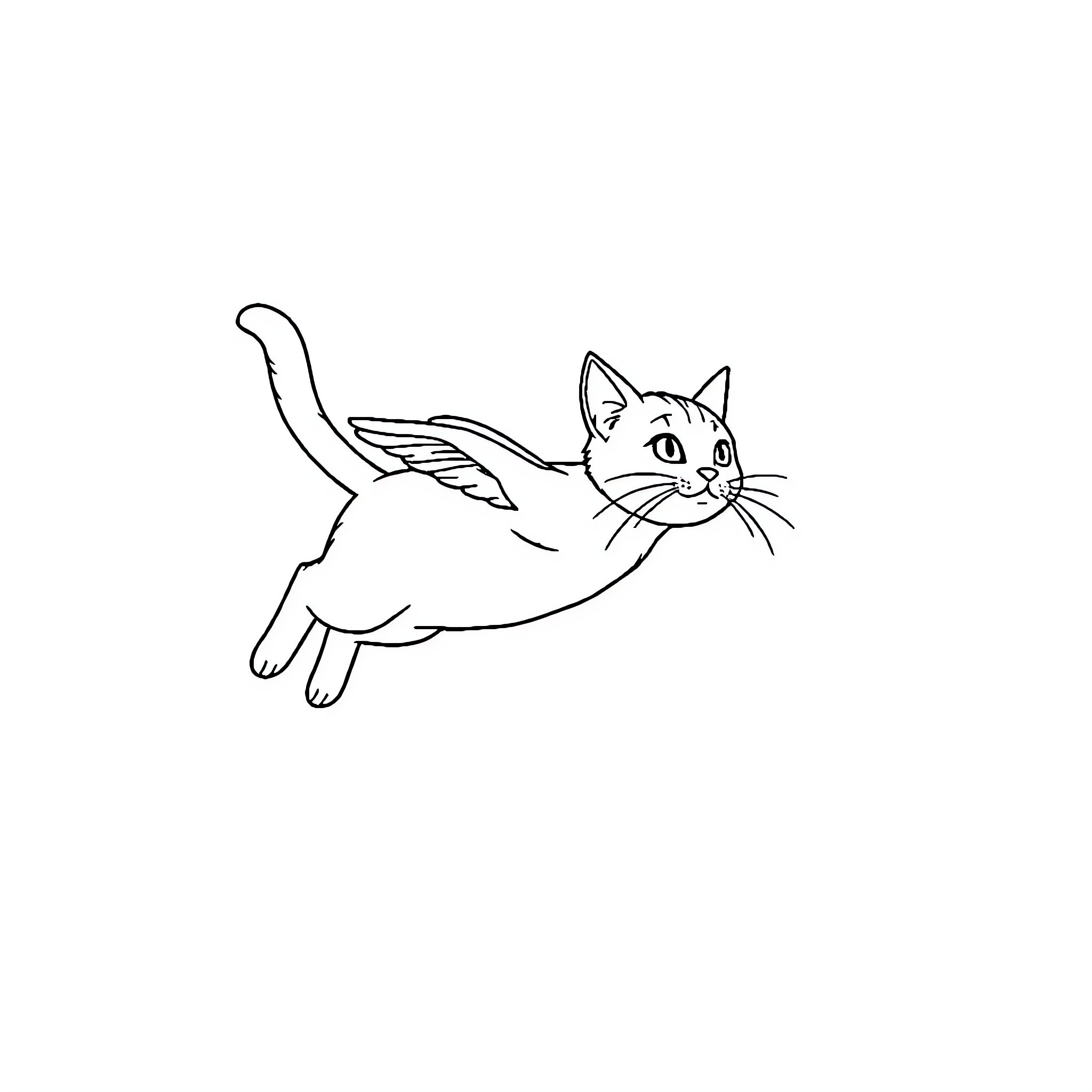 Cat leaping playfully Coloring Page (free black-and-white line drawing printable PDF for all, from beginners to advanced learners, including children, teens, adults, and seniors)