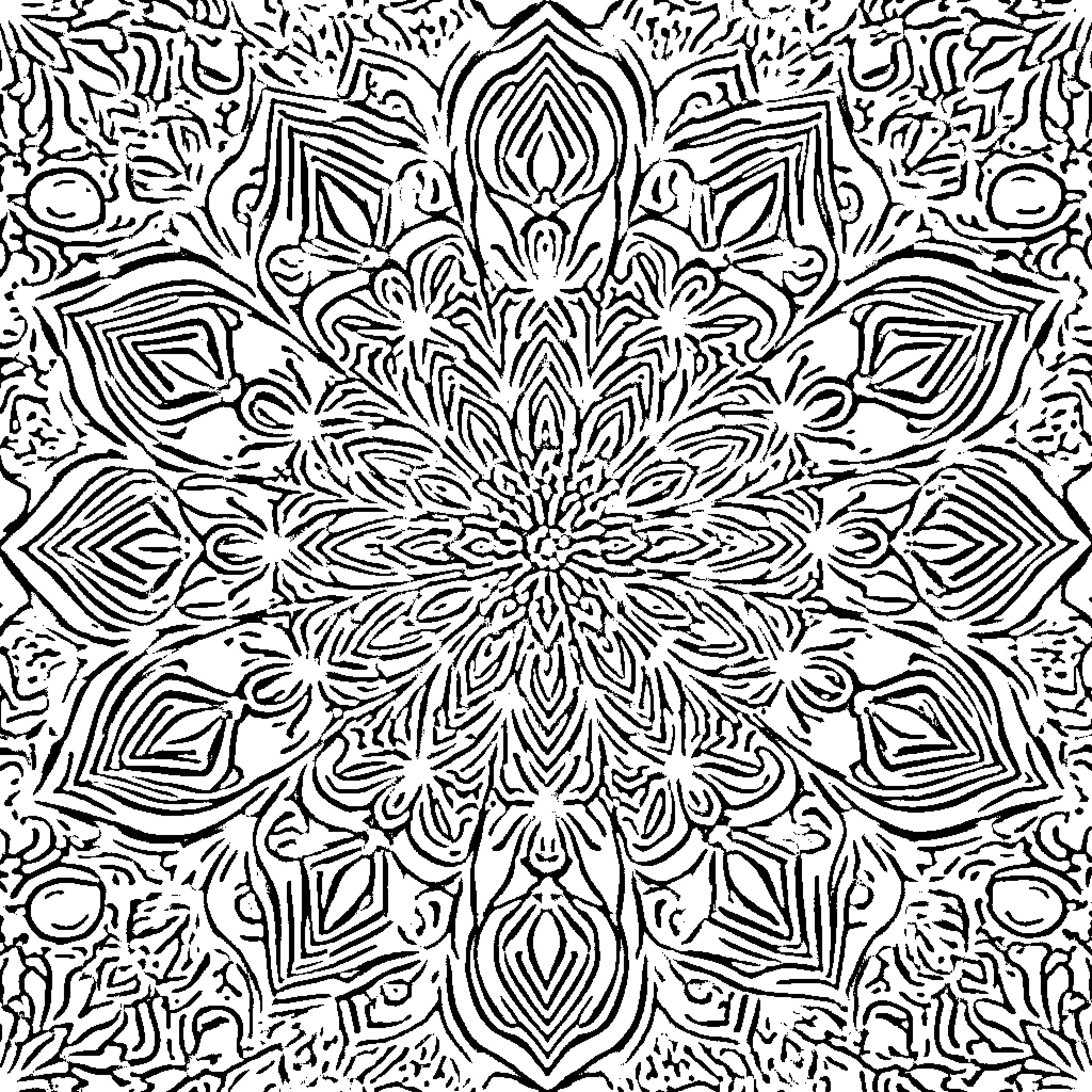 Mandalas with intricate patterns and symmetry Coloring Page (free black-and-white line drawing printable PDF for all, from beginners to advanced learners, including children, teens, adults, and seniors)