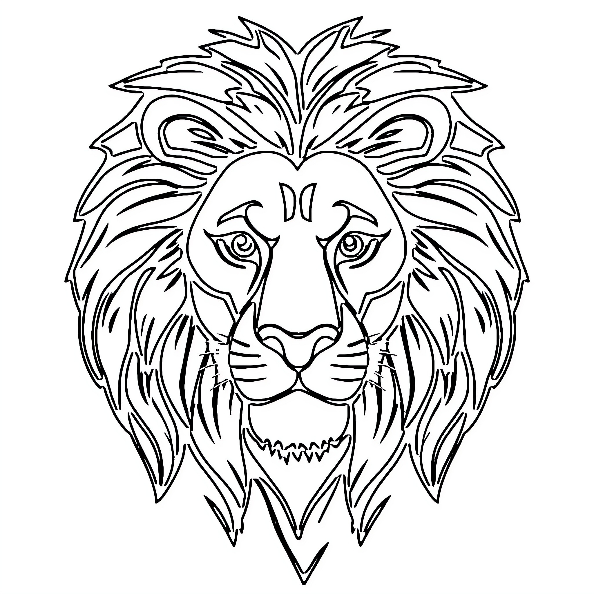 Lion's fierce gaze in intricate outline Coloring Page (free black-and-white line drawing printable PDF for all, from beginners to advanced learners, including children, teens, adults, and seniors)
