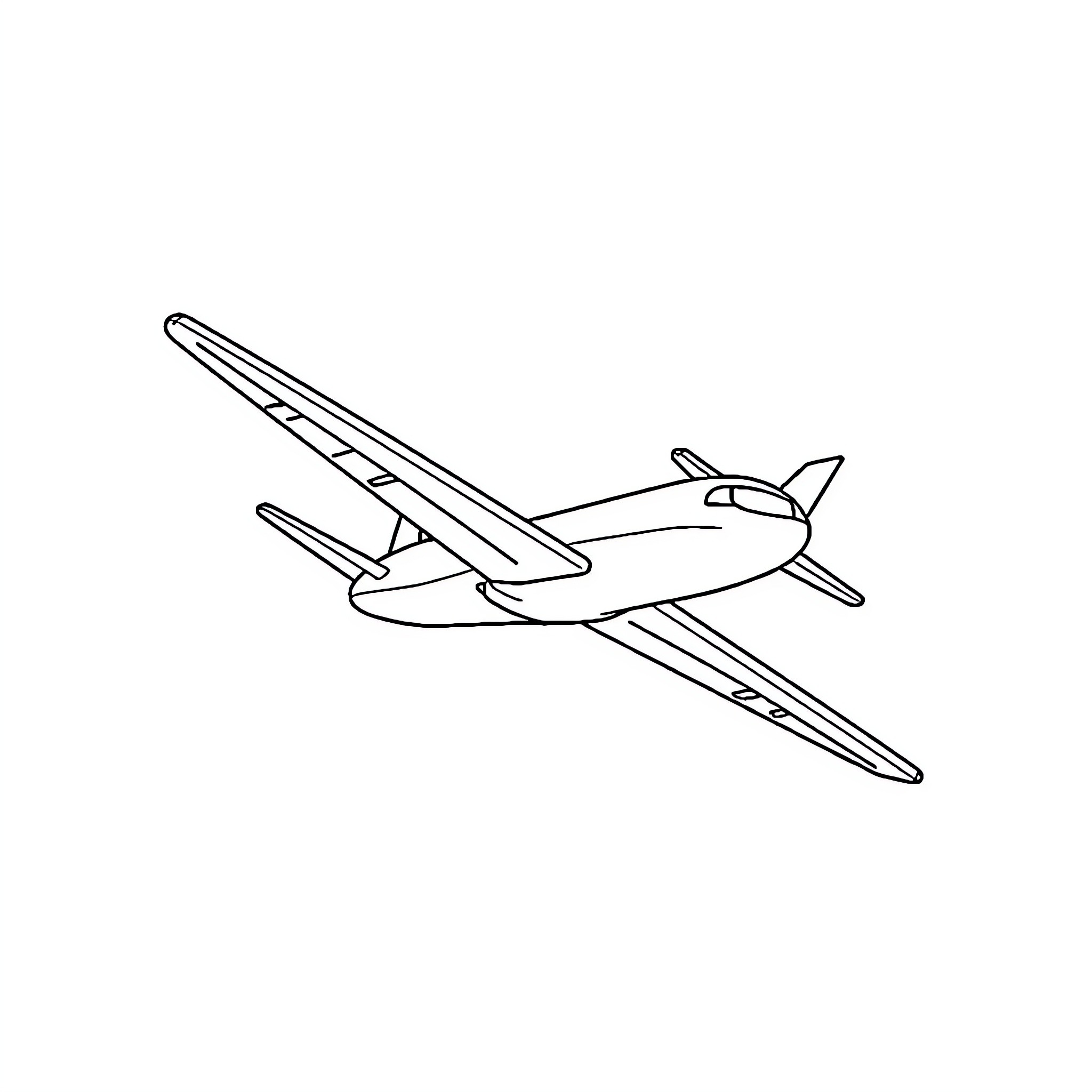 Airplane soaring through the sky Coloring Page (free black-and-white line drawing printable PDF for all, from beginners to advanced learners, including children, teens, adults, and seniors)
