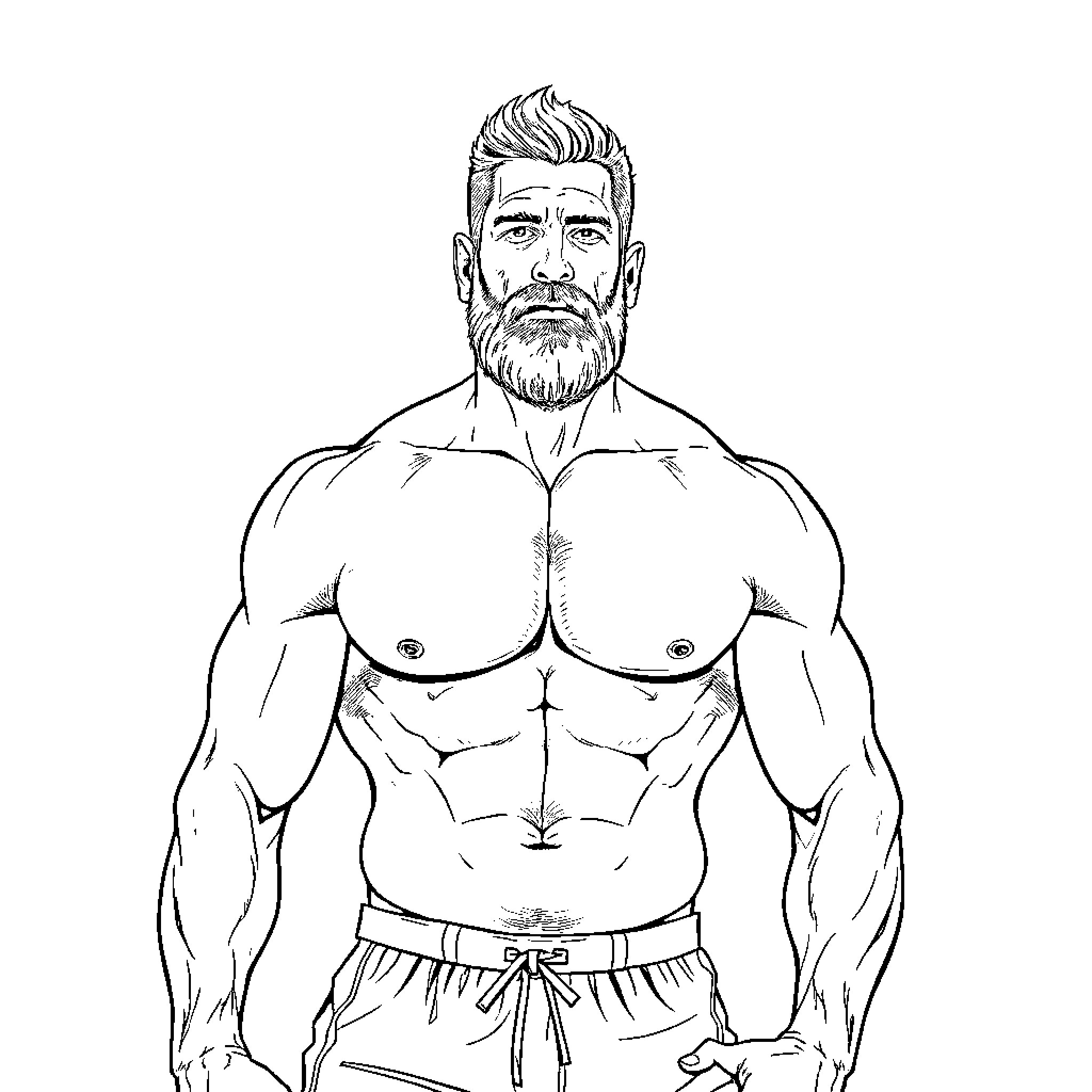 Joe Thornton's muscular figure in athletic attire Coloring Page (free black-and-white line drawing printable PDF for all, from beginners to advanced learners, including children, teens, adults, and seniors)