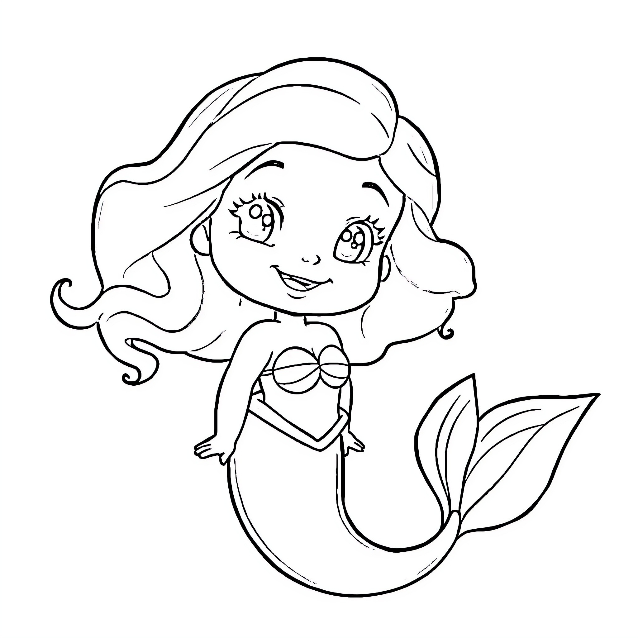 Girl mermaid in swimsuit exploring underwater Coloring Page (free black-and-white line drawing printable PDF for all, from beginners to advanced learners, including children, teens, adults, and seniors)
