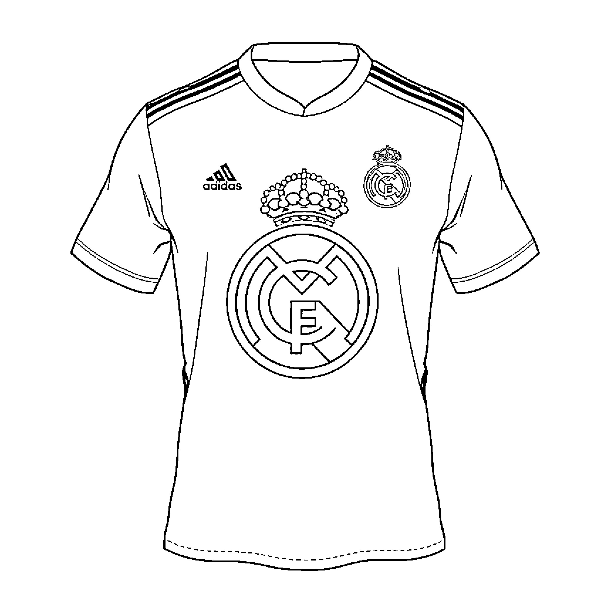 Real Madrid players in official team jersey Coloring Page (free black-and-white line drawing printable PDF for all, from beginners to advanced learners, including children, teens, adults, and seniors)