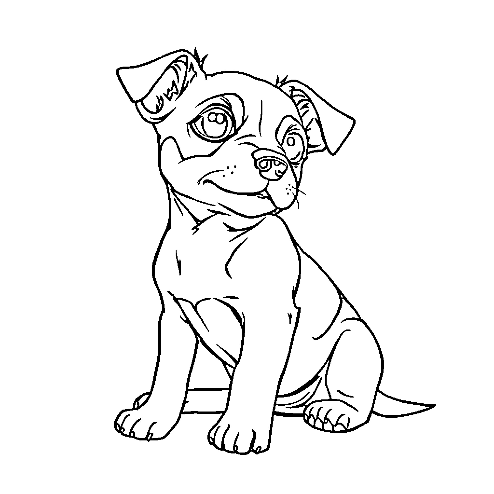 Jack Russell Terrier in a playful pose Coloring Page (free black-and-white line drawing printable PDF for all, from beginners to advanced learners, including children, teens, adults, and seniors)