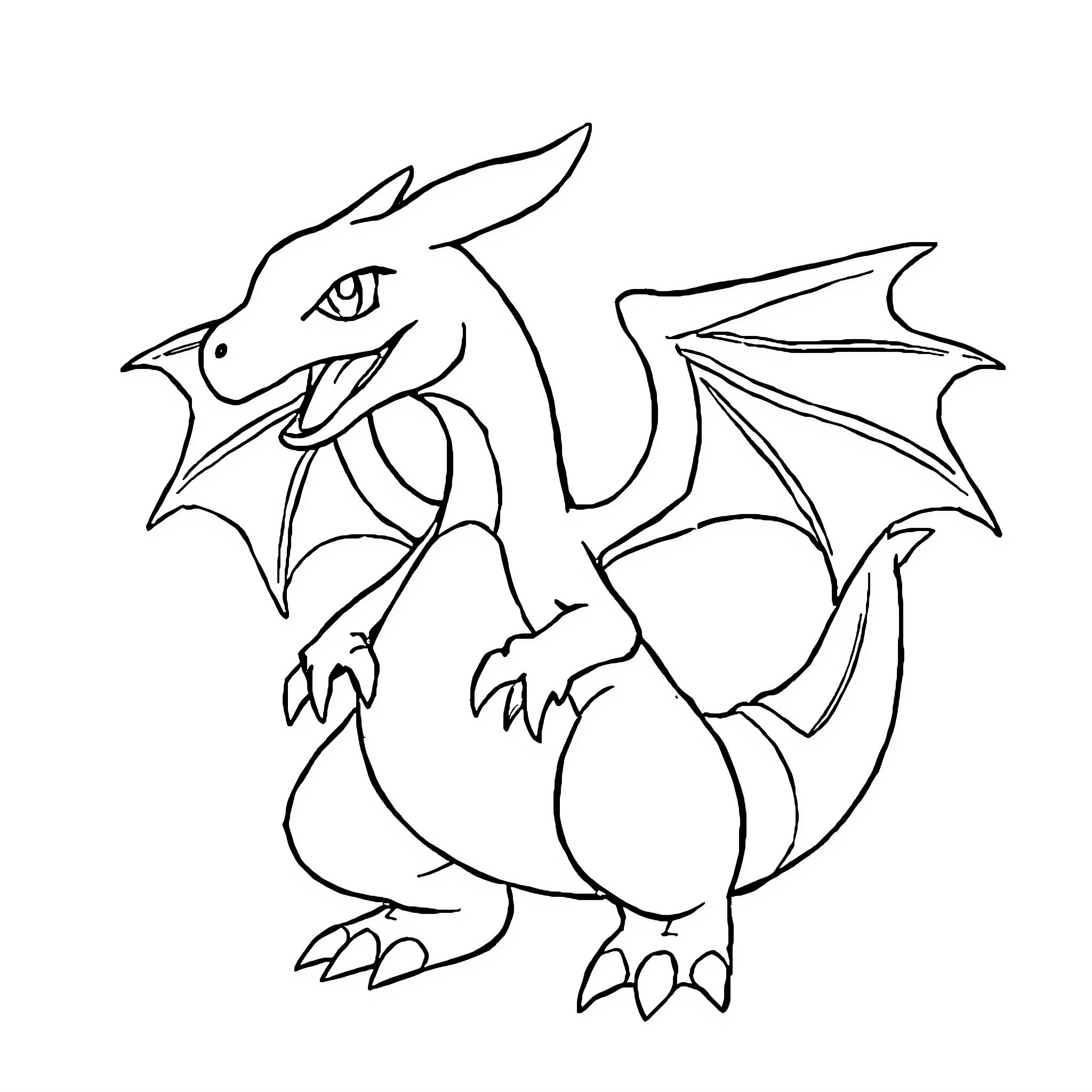 Ajolote dragon-like creature in dynamic pose Coloring Page (free black-and-white line drawing printable PDF for all, from beginners to advanced learners, including children, teens, adults, and seniors)