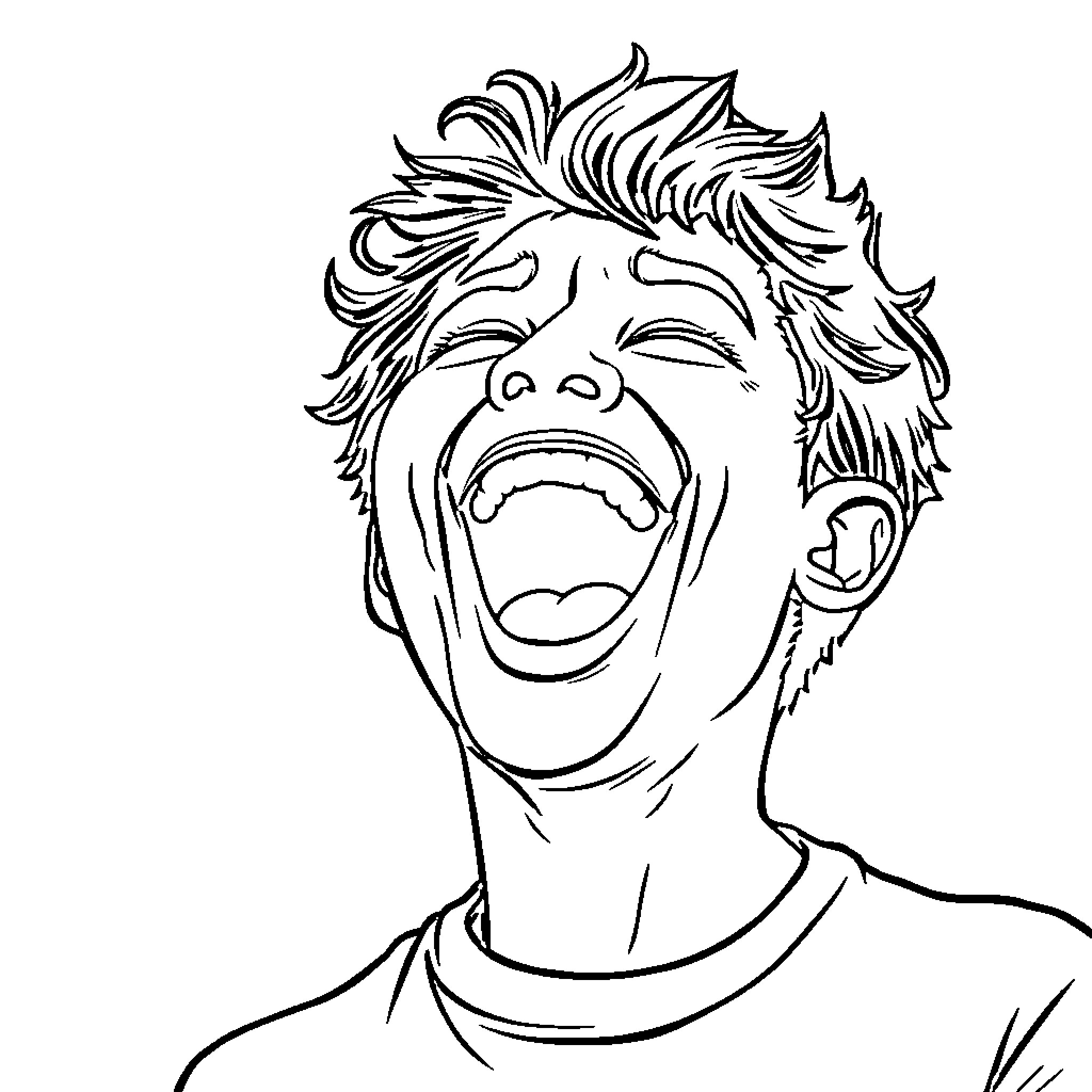 LOL Funny Man With Expressive Face Coloring Page (free black-and-white line drawing printable PDF for all, from beginners to advanced learners, including children, teens, adults, and seniors)