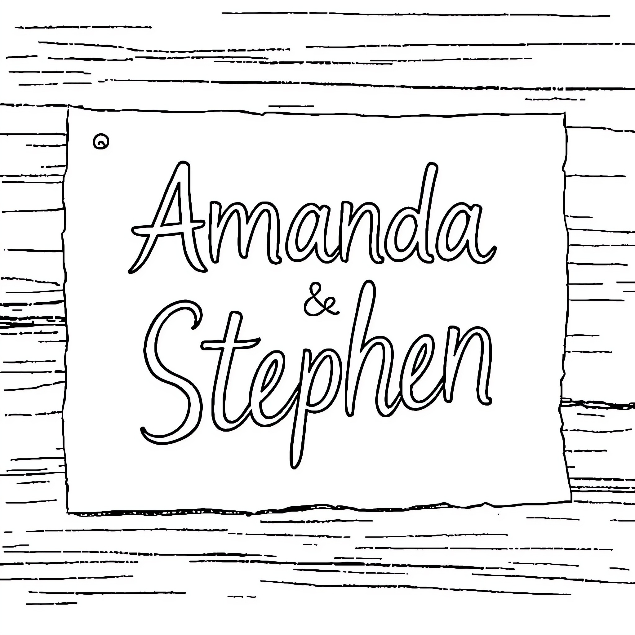 Name of Amanda and Stephen Coloring Page (free black-and-white line drawing printable PDF for all, from beginners to advanced learners, including children, teens, adults, and seniors)