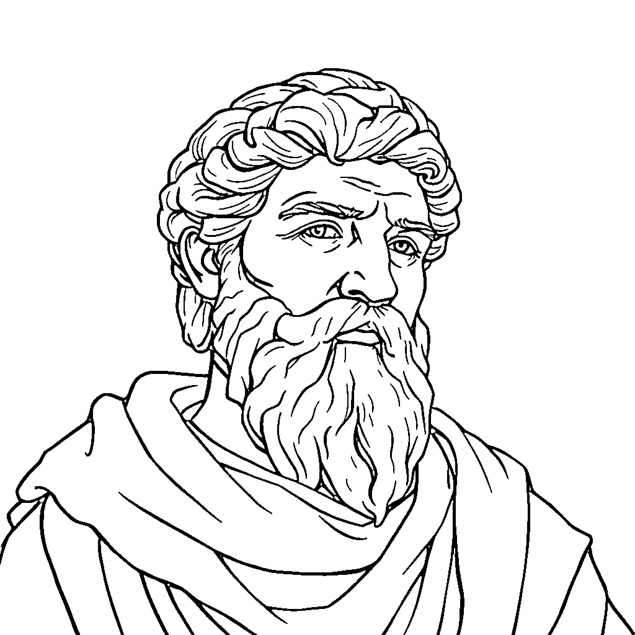 Sophocles the ancient Greek dramatist Coloring Page (free black-and-white line drawing printable PDF for all, from beginners to advanced learners, including children, teens, adults, and seniors)