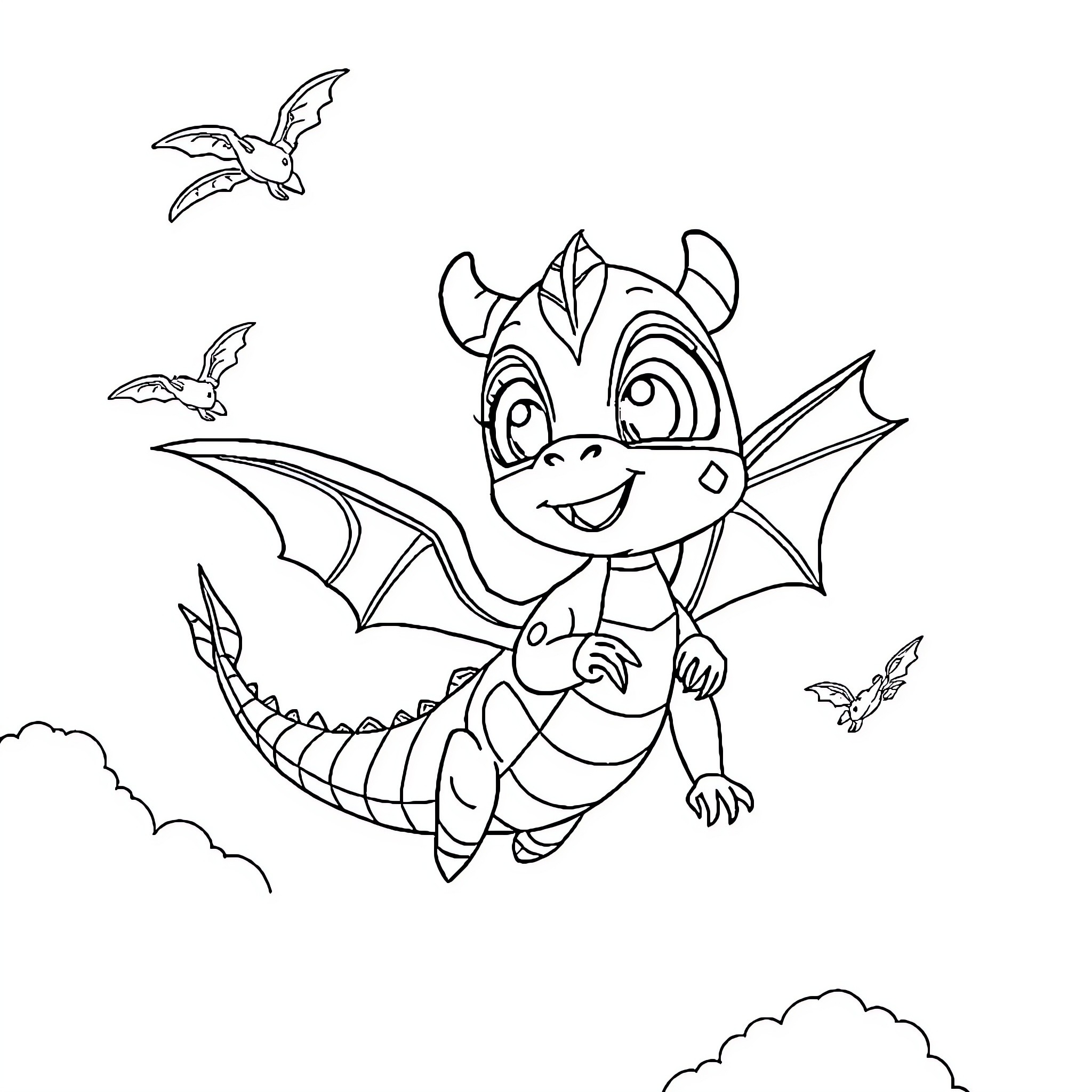 Paw Patrol Dragon Pup's Playful Adventure Coloring Page (free black-and-white line drawing printable PDF for all, from beginners to advanced learners, including children, teens, adults, and seniors)