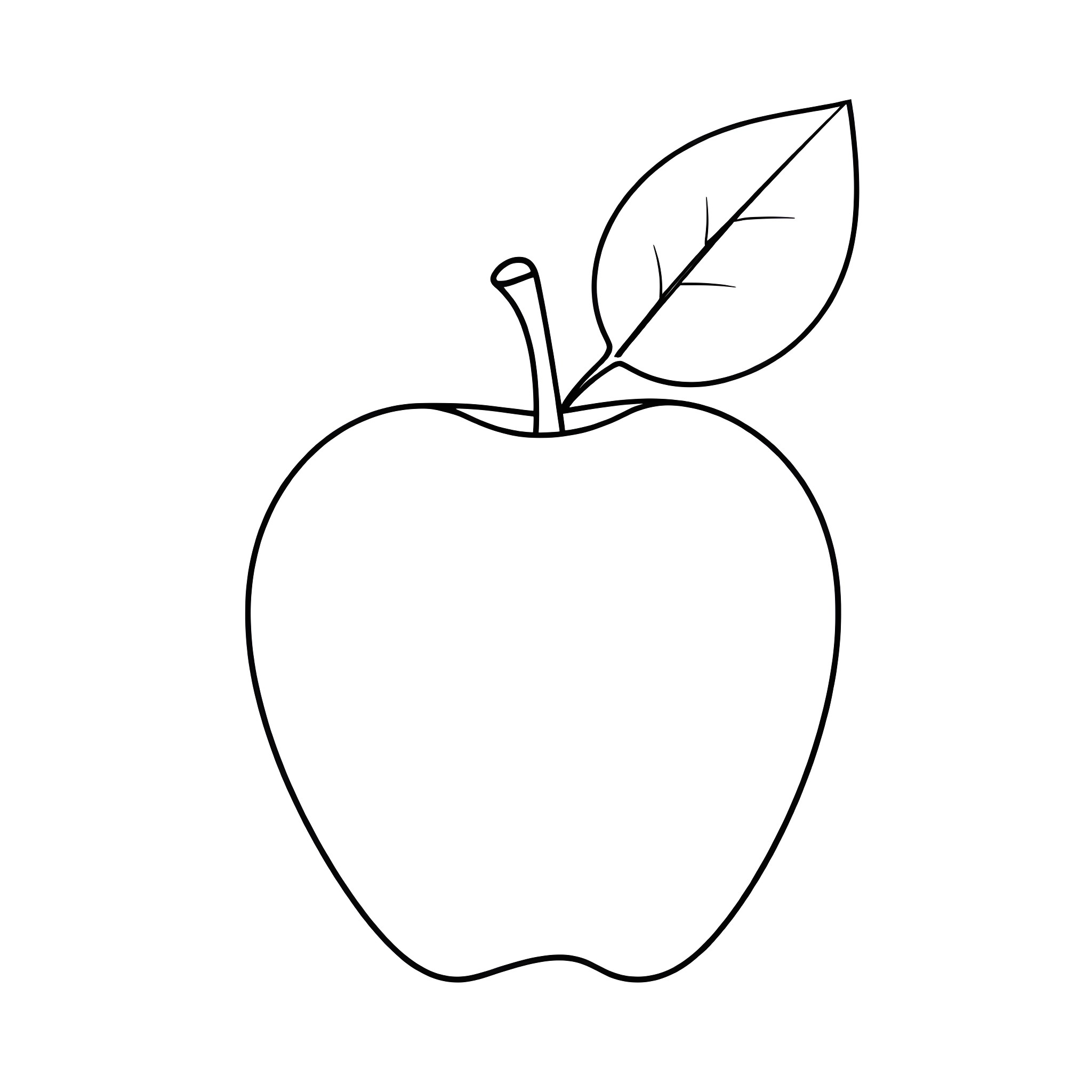 Apple sketch with leaf Coloring Page (free black-and-white line drawing printable PDF for all, from beginners to advanced learners, including children, teens, adults, and seniors)