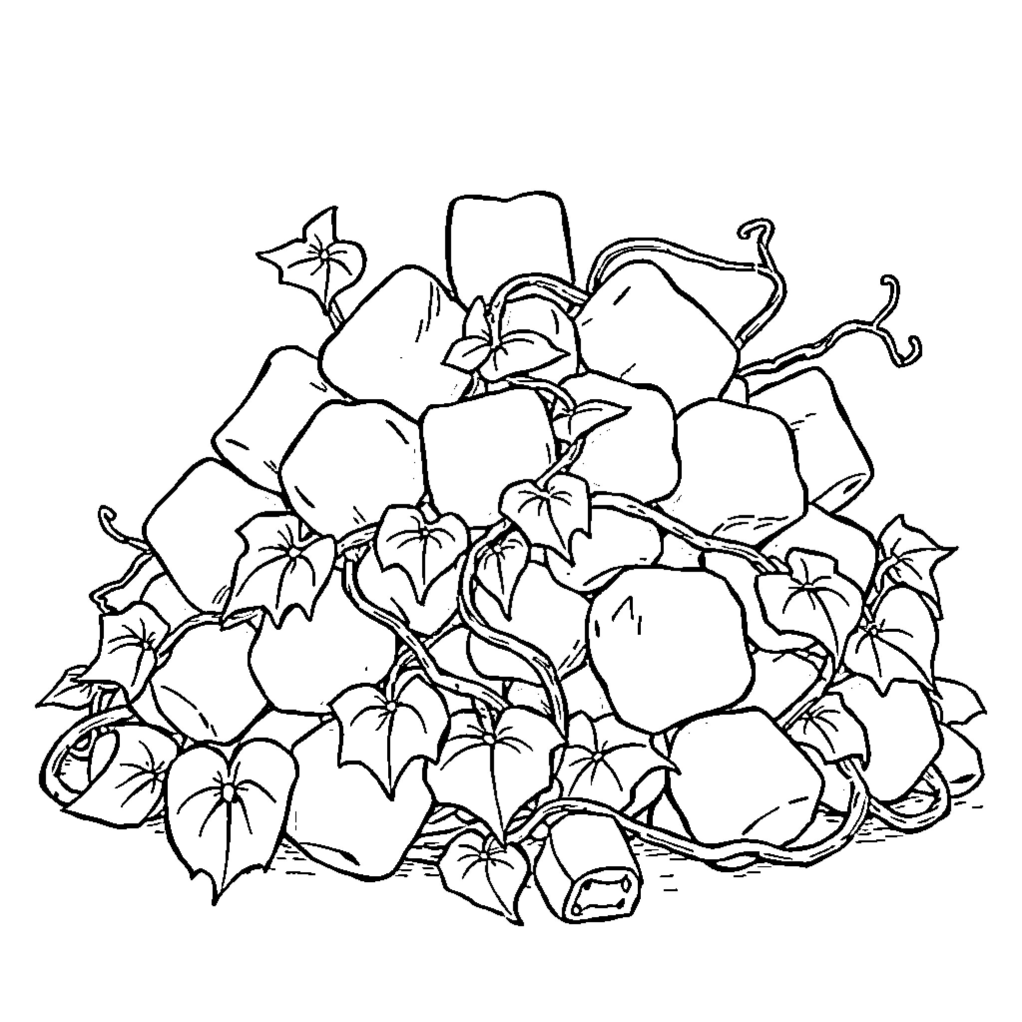 Poison Ivy's leafy lair Coloring Page (free black-and-white line drawing printable PDF for all, from beginners to advanced learners, including children, teens, adults, and seniors)