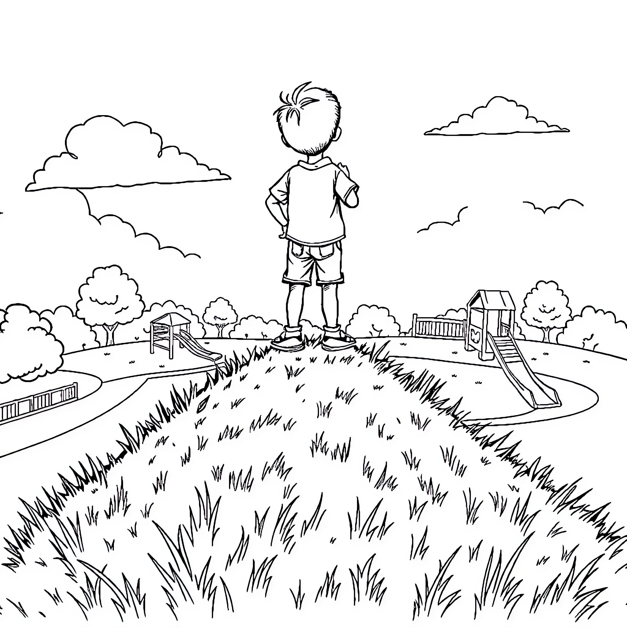 King's Countryside Adventure Coloring Page (free black-and-white line drawing printable PDF for all, from beginners to advanced learners, including children, teens, adults, and seniors)