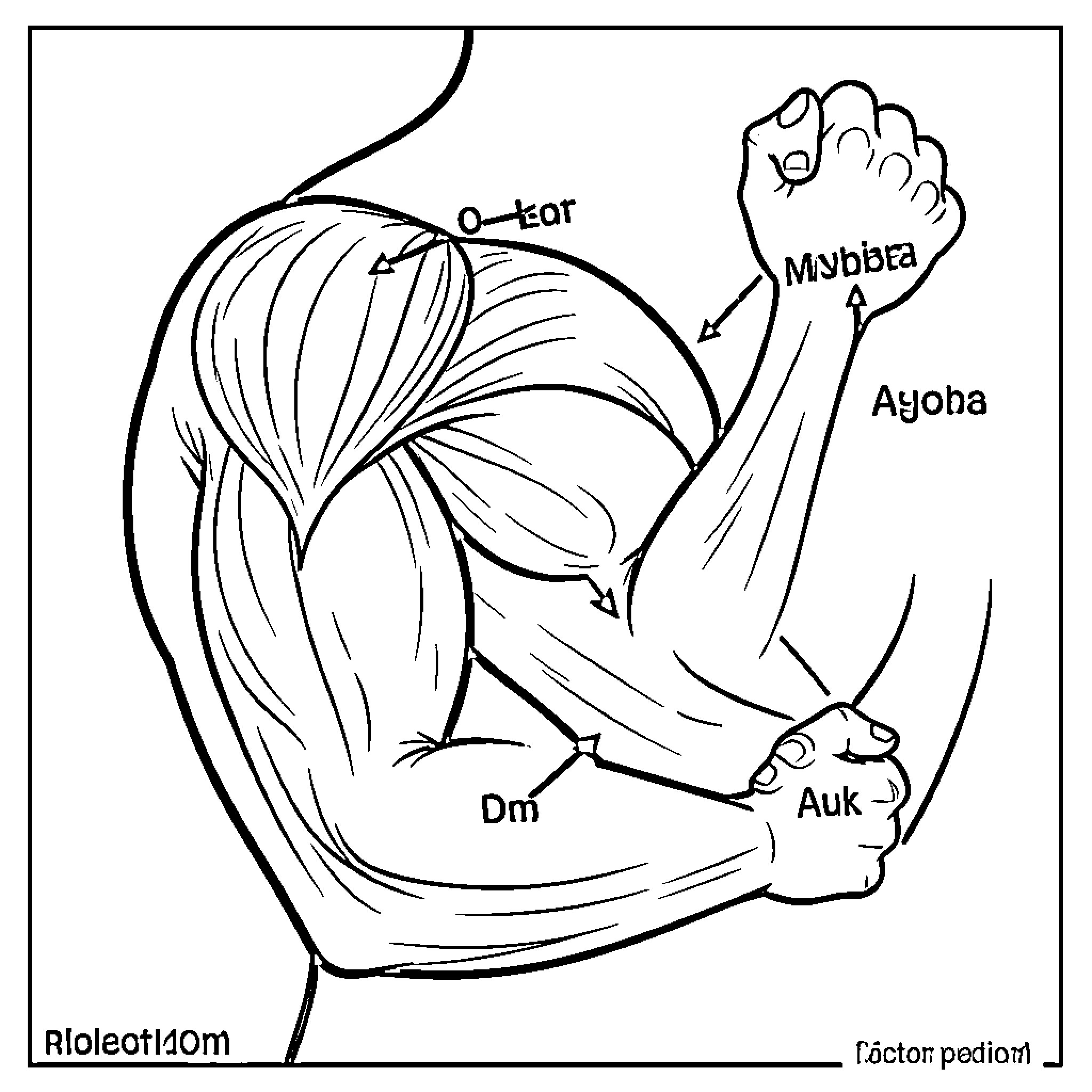 Shoulder muscles anatomy diagram Coloring Page (free black-and-white line drawing printable PDF for all, from beginners to advanced learners, including children, teens, adults, and seniors)