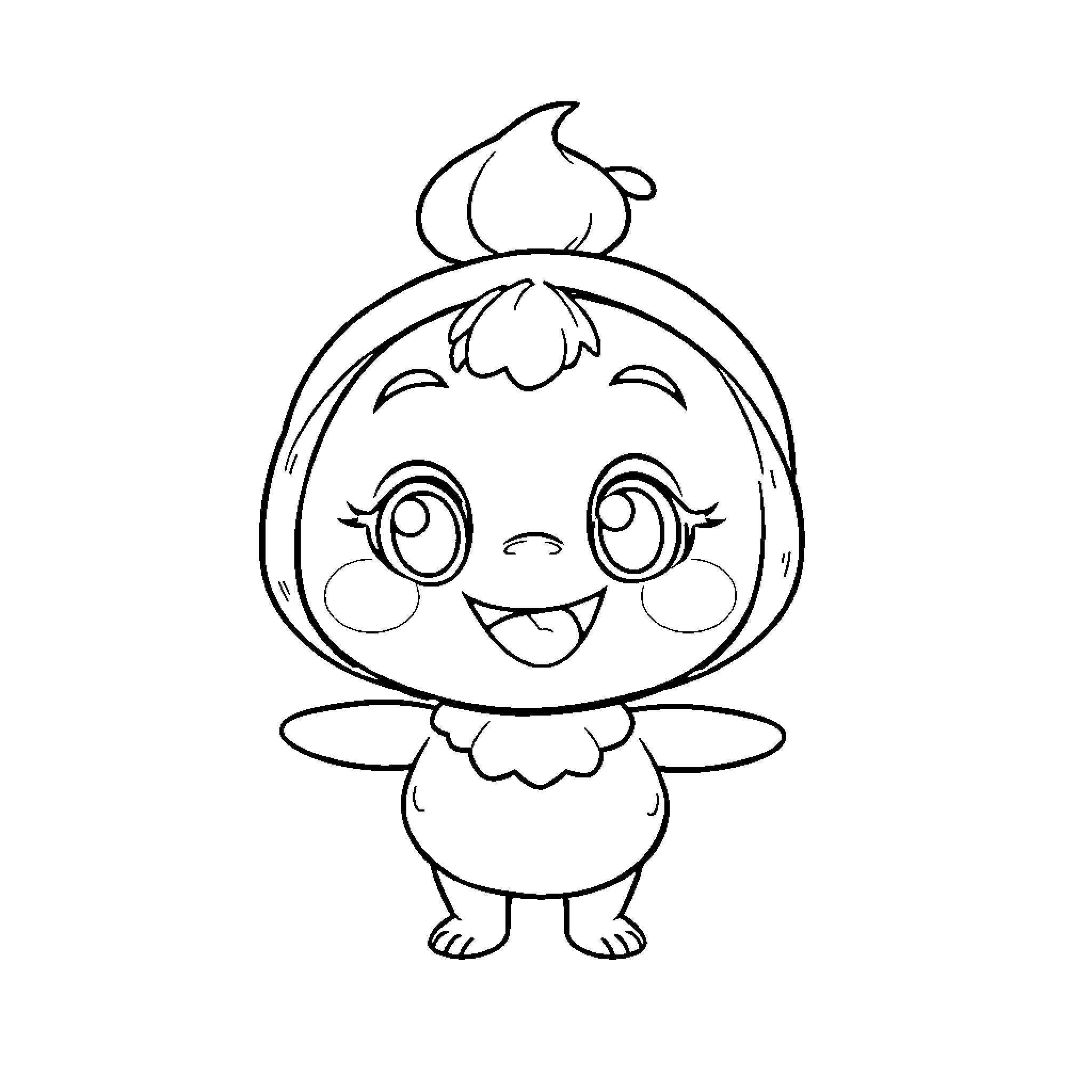 Labubu's Cheerful Expression Coloring Page (free black-and-white line drawing printable PDF for all, from beginners to advanced learners, including children, teens, adults, and seniors)