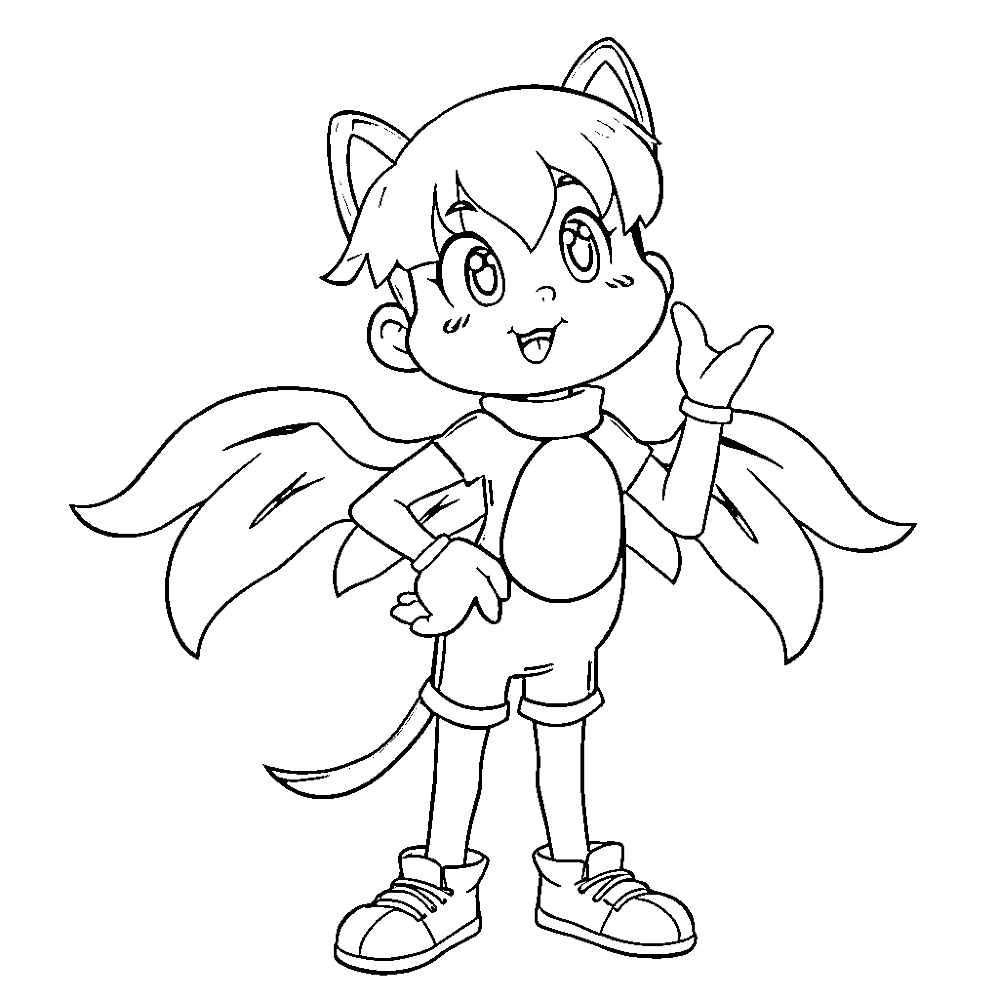 Ranma in playful anime style Coloring Page (free black-and-white line drawing printable PDF for all, from beginners to advanced learners, including children, teens, adults, and seniors)
