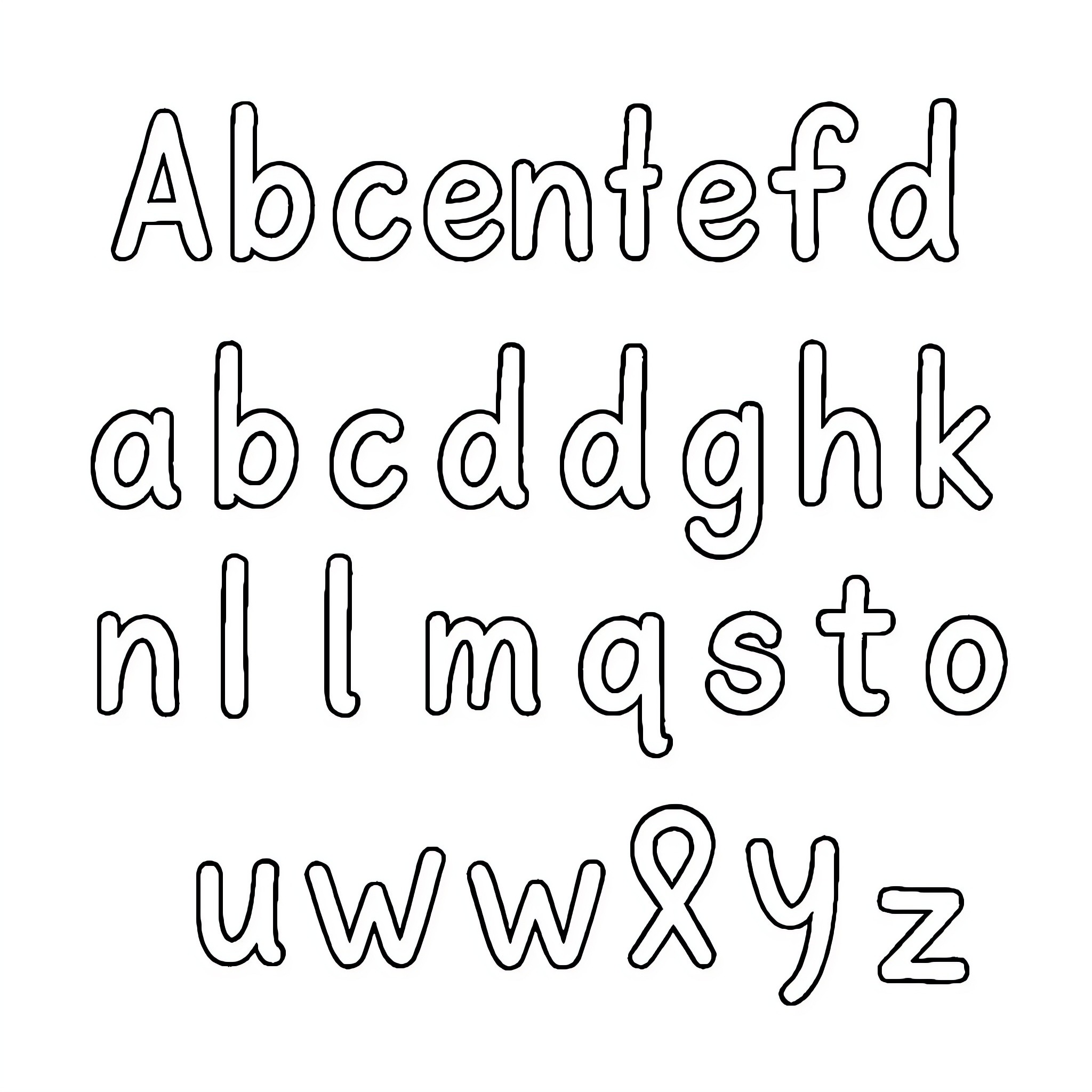 Alphabet letters in stylized outline Coloring Page (free black-and-white line drawing printable PDF for all, from beginners to advanced learners, including children, teens, adults, and seniors)