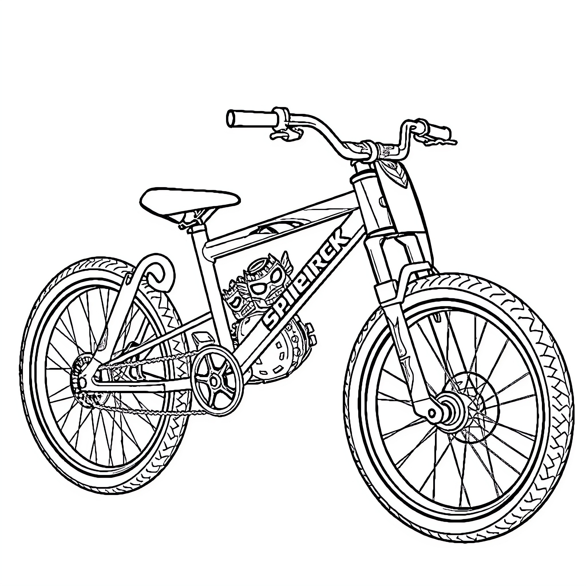 BMX rider in extreme action on custom bicycle Coloring Page (free black-and-white line drawing printable PDF for all, from beginners to advanced learners, including children, teens, adults, and seniors)