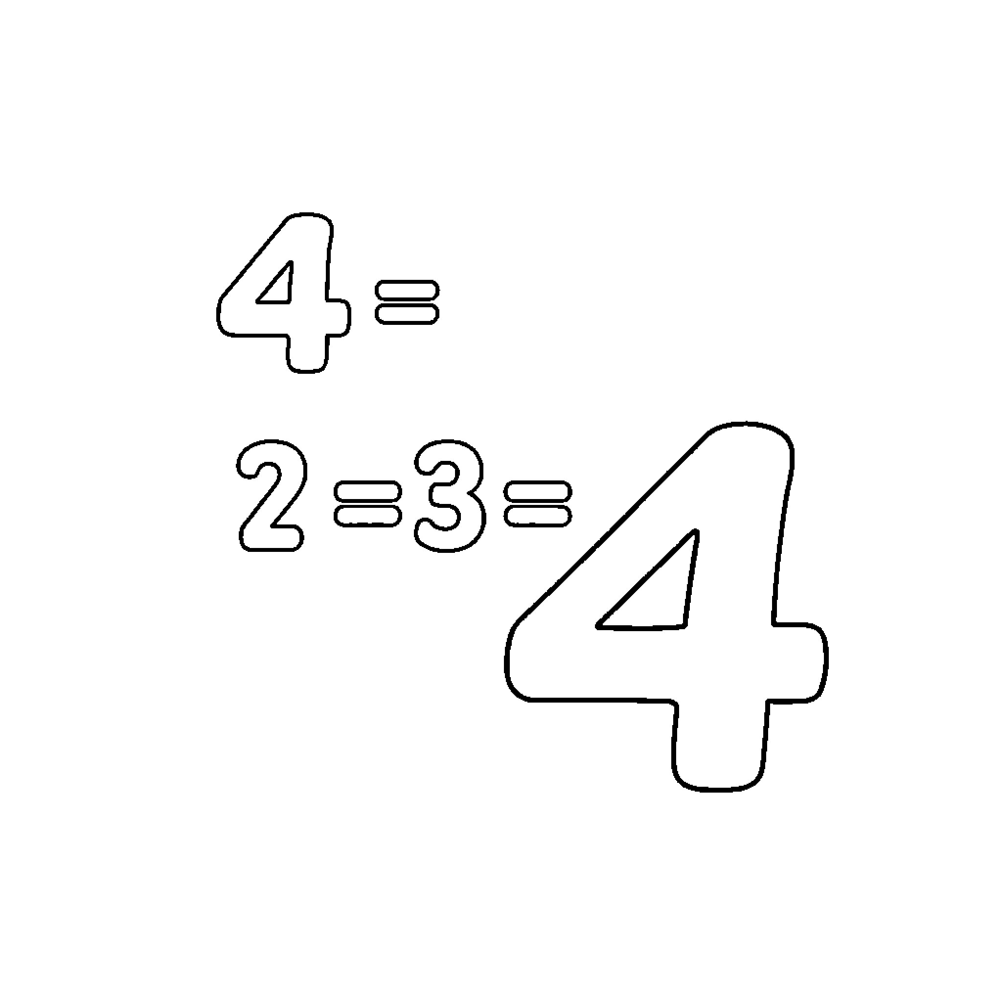 Multiplication equations with number 4 Coloring Page (free black-and-white line drawing printable PDF for all, from beginners to advanced learners, including children, teens, adults, and seniors)