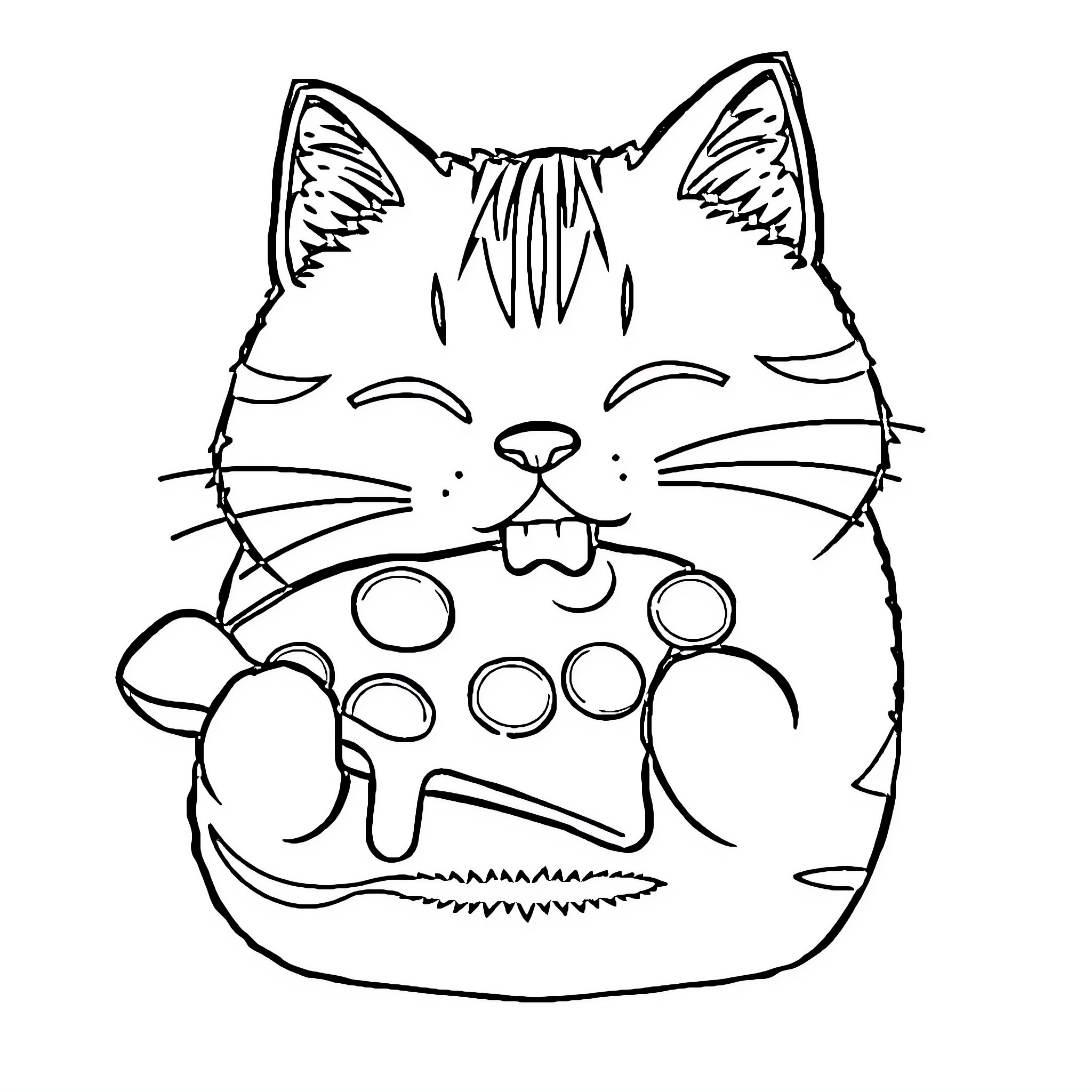 Pusheen the cat making a silly face Coloring Page (free black-and-white line drawing printable PDF for all, from beginners to advanced learners, including children, teens, adults, and seniors)