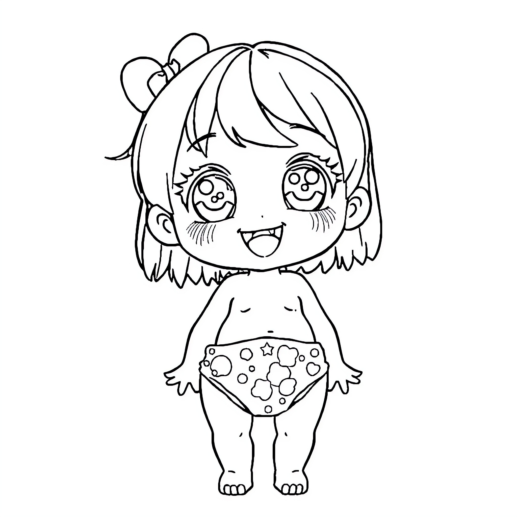 Anime Girl with Playful Expression Coloring Page (free black-and-white line drawing printable PDF for all, from beginners to advanced learners, including children, teens, adults, and seniors)