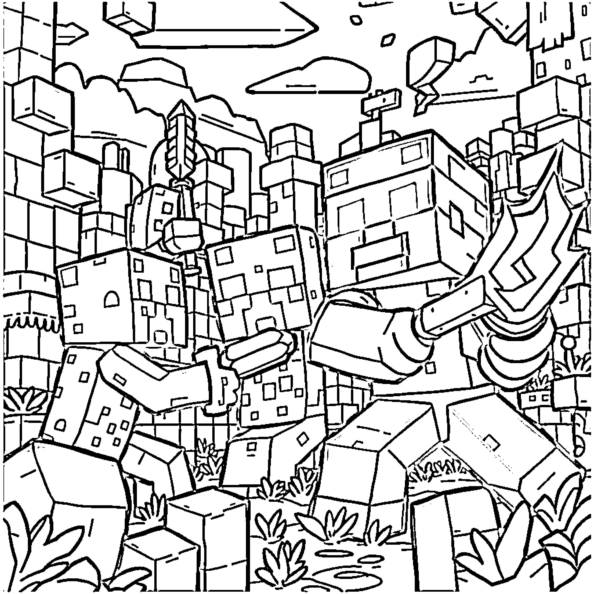 Hero Navigating the Vibrant Cityscape Coloring Page (free black-and-white line drawing printable PDF for all, from beginners to advanced learners, including children, teens, adults, and seniors)
