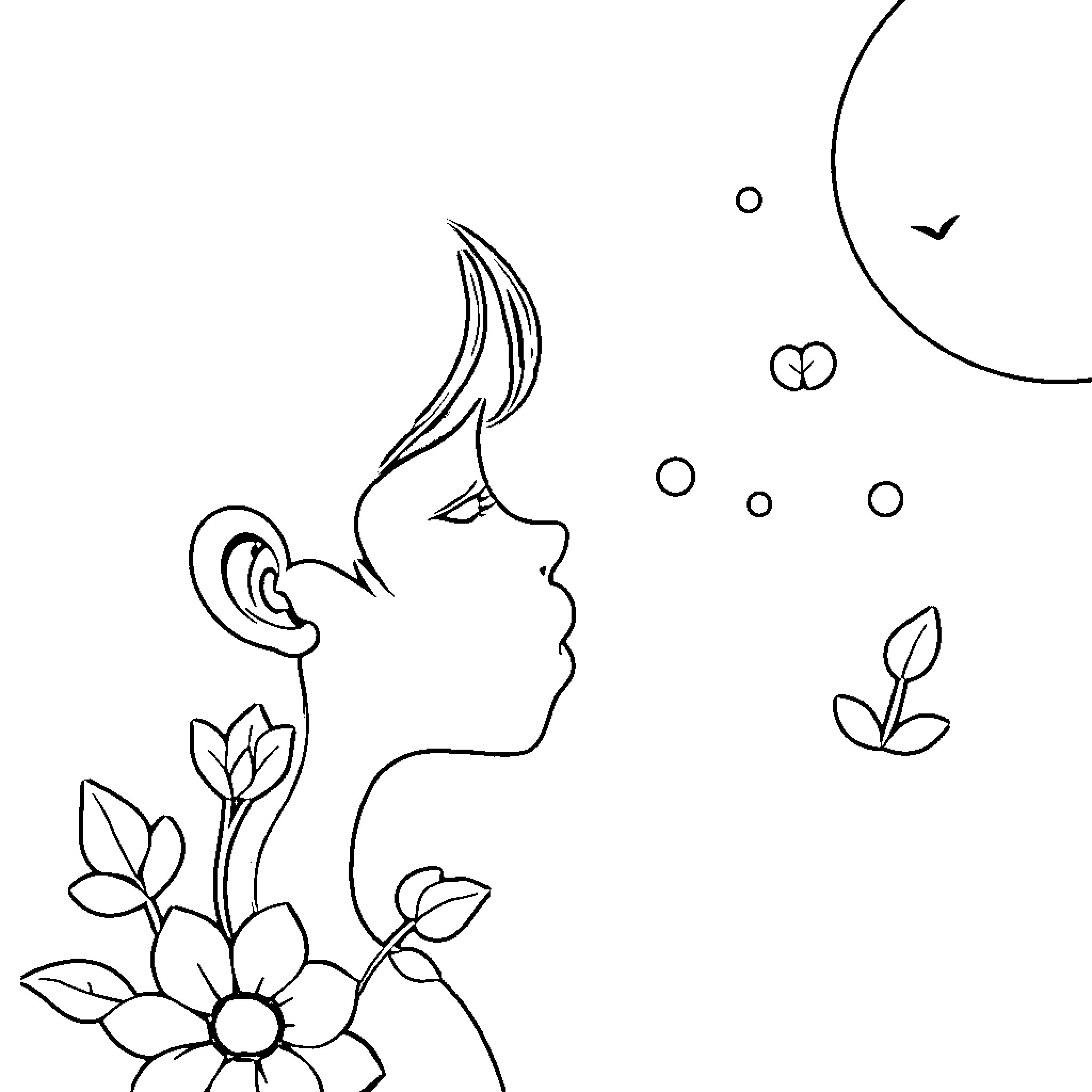 Enchanting Essence: Ethereal Elegance Coloring Page (free black-and-white line drawing printable PDF for all, from beginners to advanced learners, including children, teens, adults, and seniors)