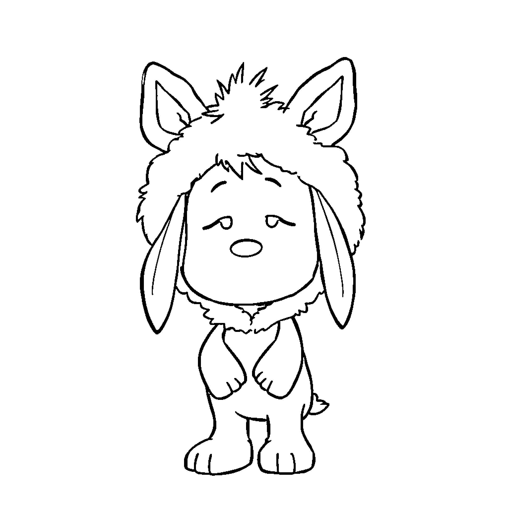 Snoopy the Bunny's Playful Antics Coloring Page (free black-and-white line drawing printable PDF for all, from beginners to advanced learners, including children, teens, adults, and seniors)