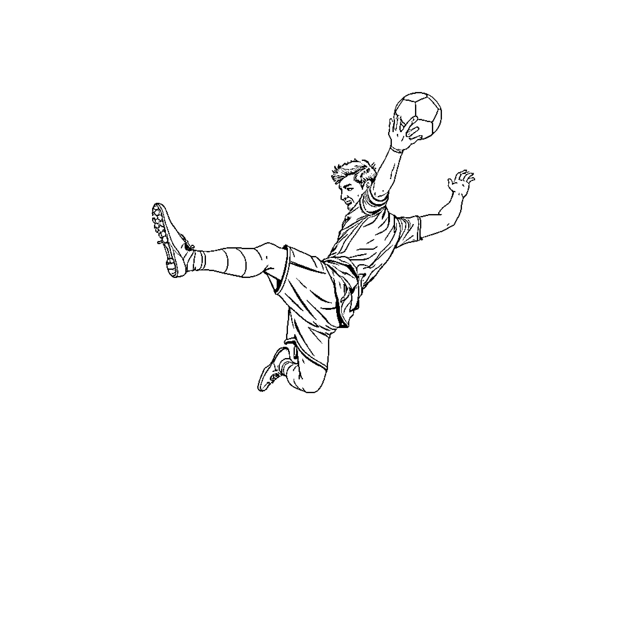 Messi Performing Acrobatic Soccer Move Coloring Page (free black-and-white line drawing printable PDF for all, from beginners to advanced learners, including children, teens, adults, and seniors)