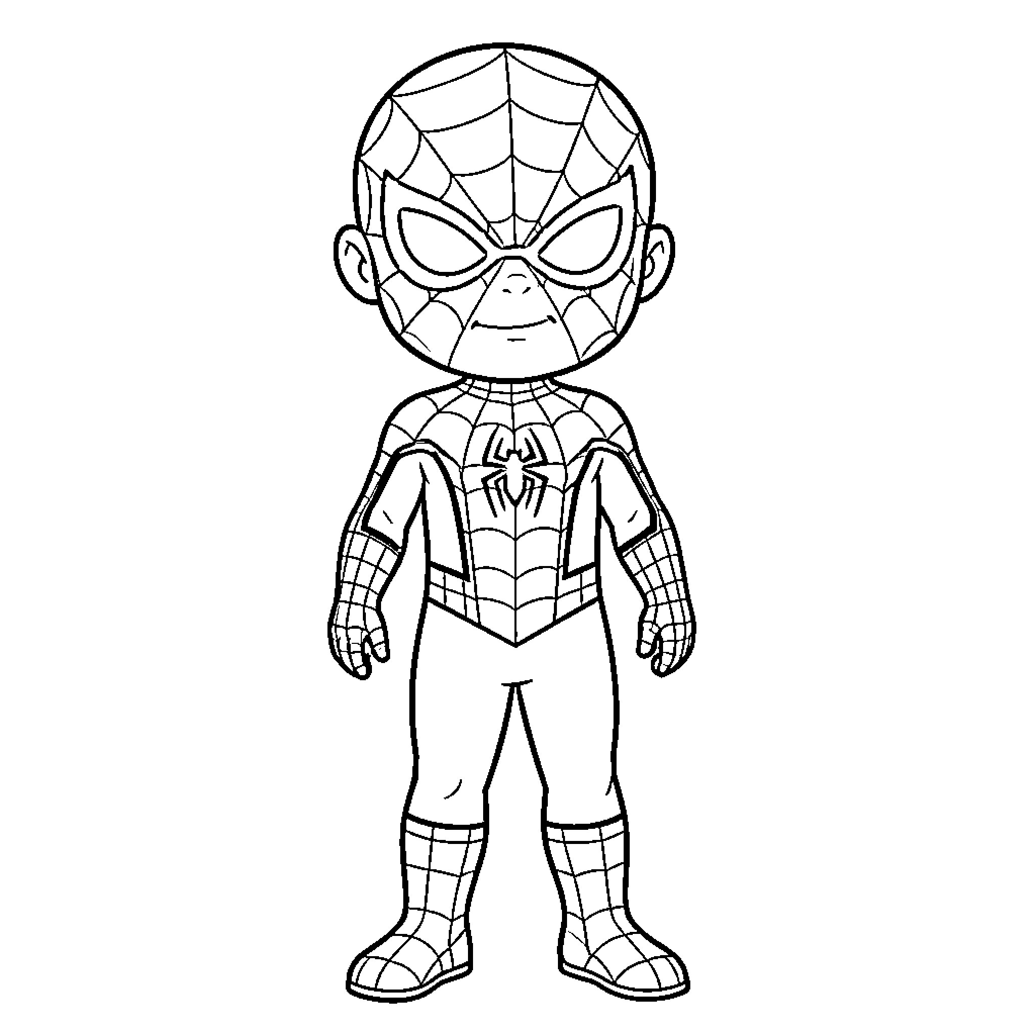 Spider-Man striking a heroic pose Coloring Page (free black-and-white line drawing printable PDF for all, from beginners to advanced learners, including children, teens, adults, and seniors)