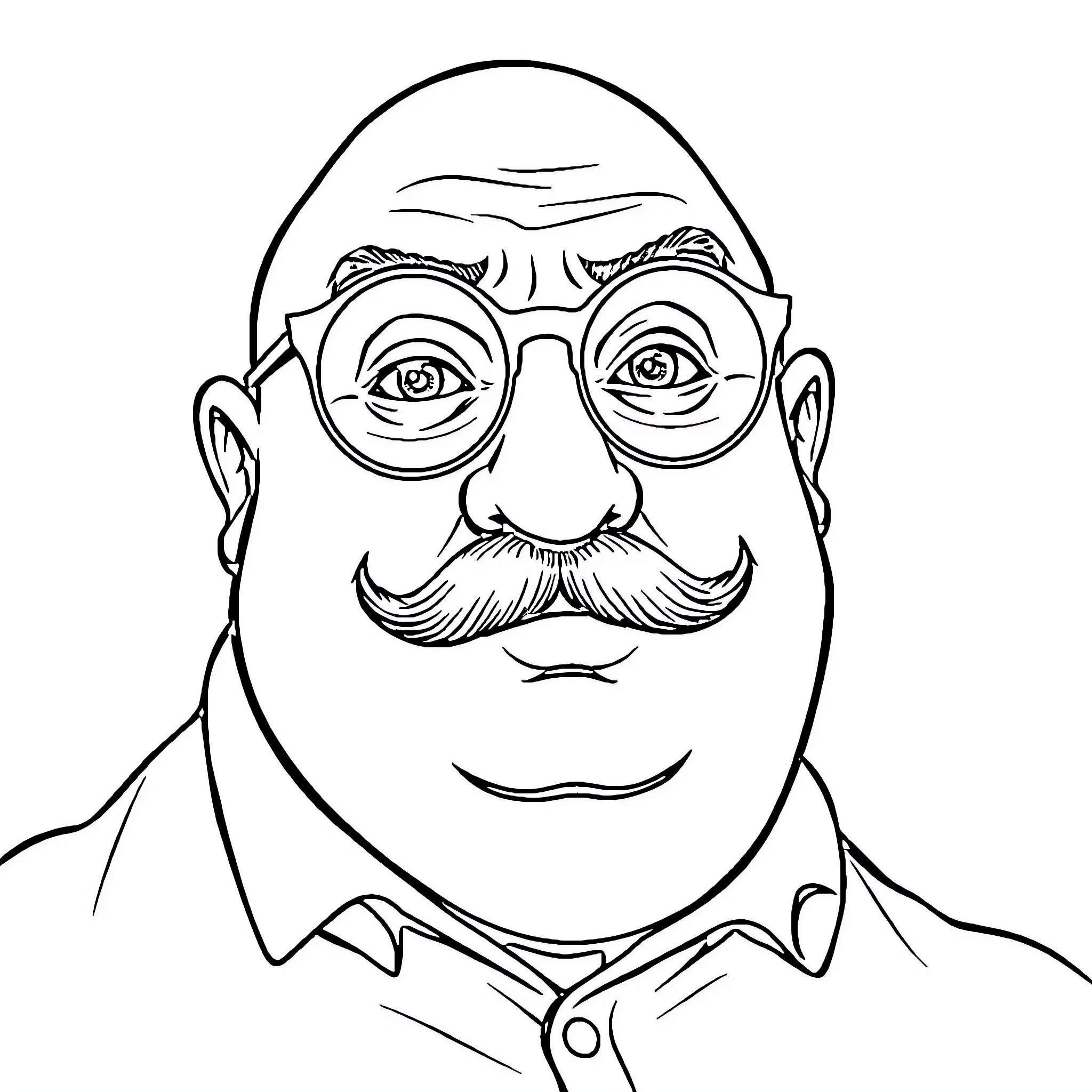 Man with Glasses and Mustache Wearing Formal Attire Coloring Page (free black-and-white line drawing printable PDF for all, from beginners to advanced learners, including children, teens, adults, and seniors)