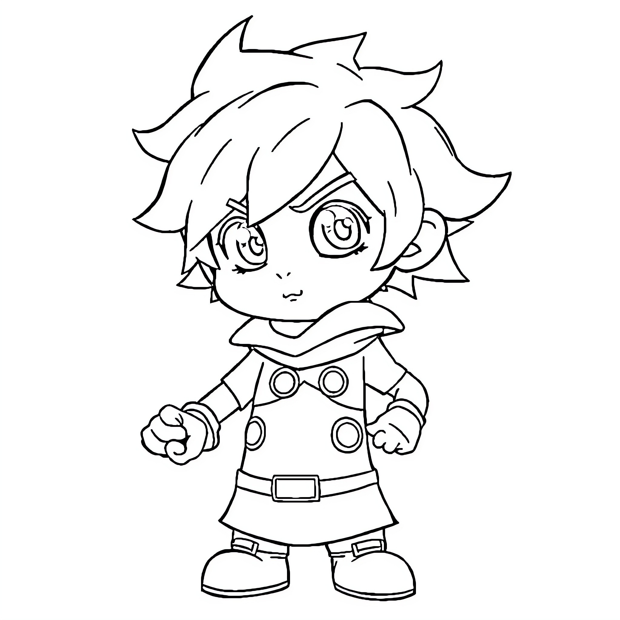 Deku in a heroic pose Coloring Page (free black-and-white line drawing printable PDF for all, from beginners to advanced learners, including children, teens, adults, and seniors)