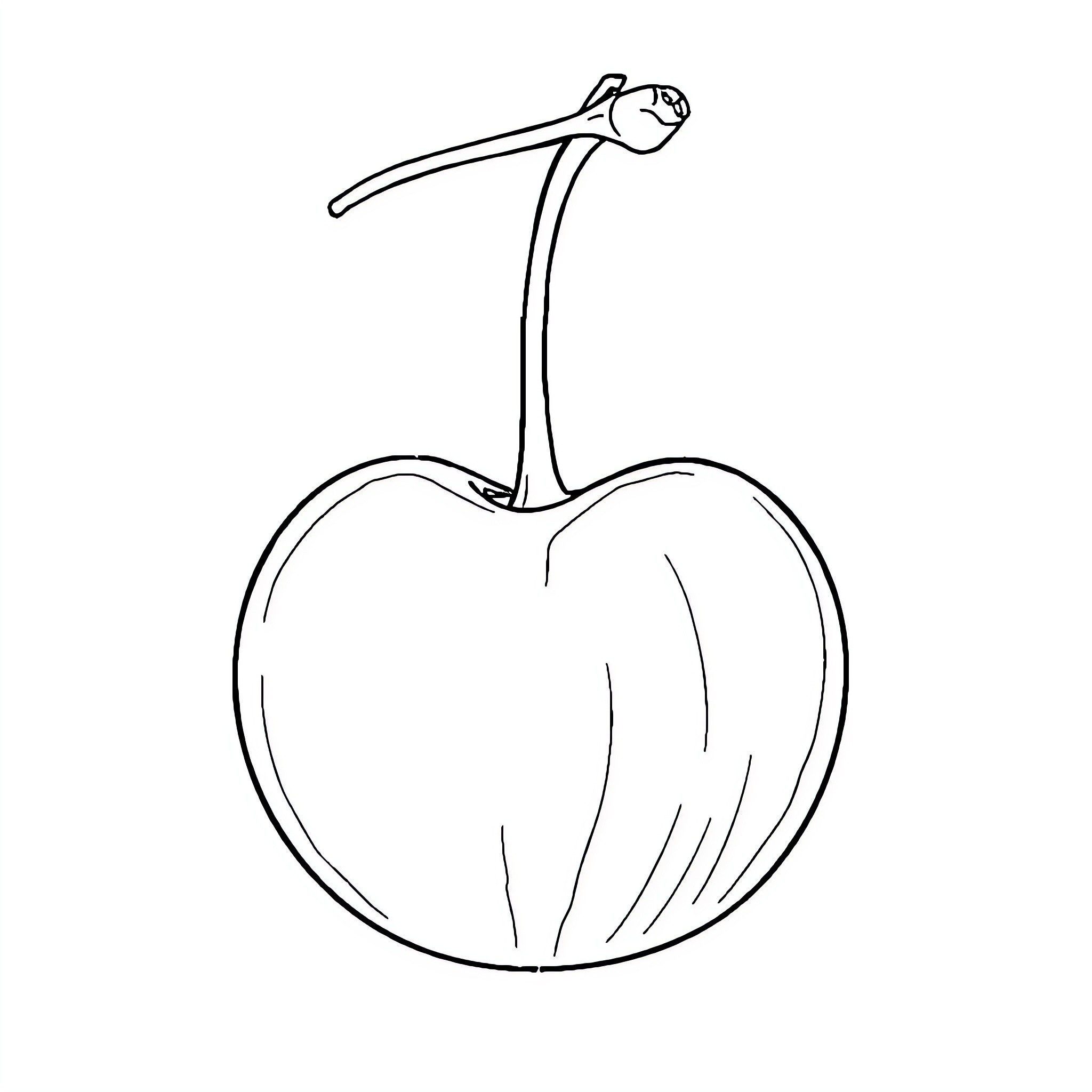 Cherry-shaped sketch with stem Coloring Page (free black-and-white line drawing printable PDF for all, from beginners to advanced learners, including children, teens, adults, and seniors)