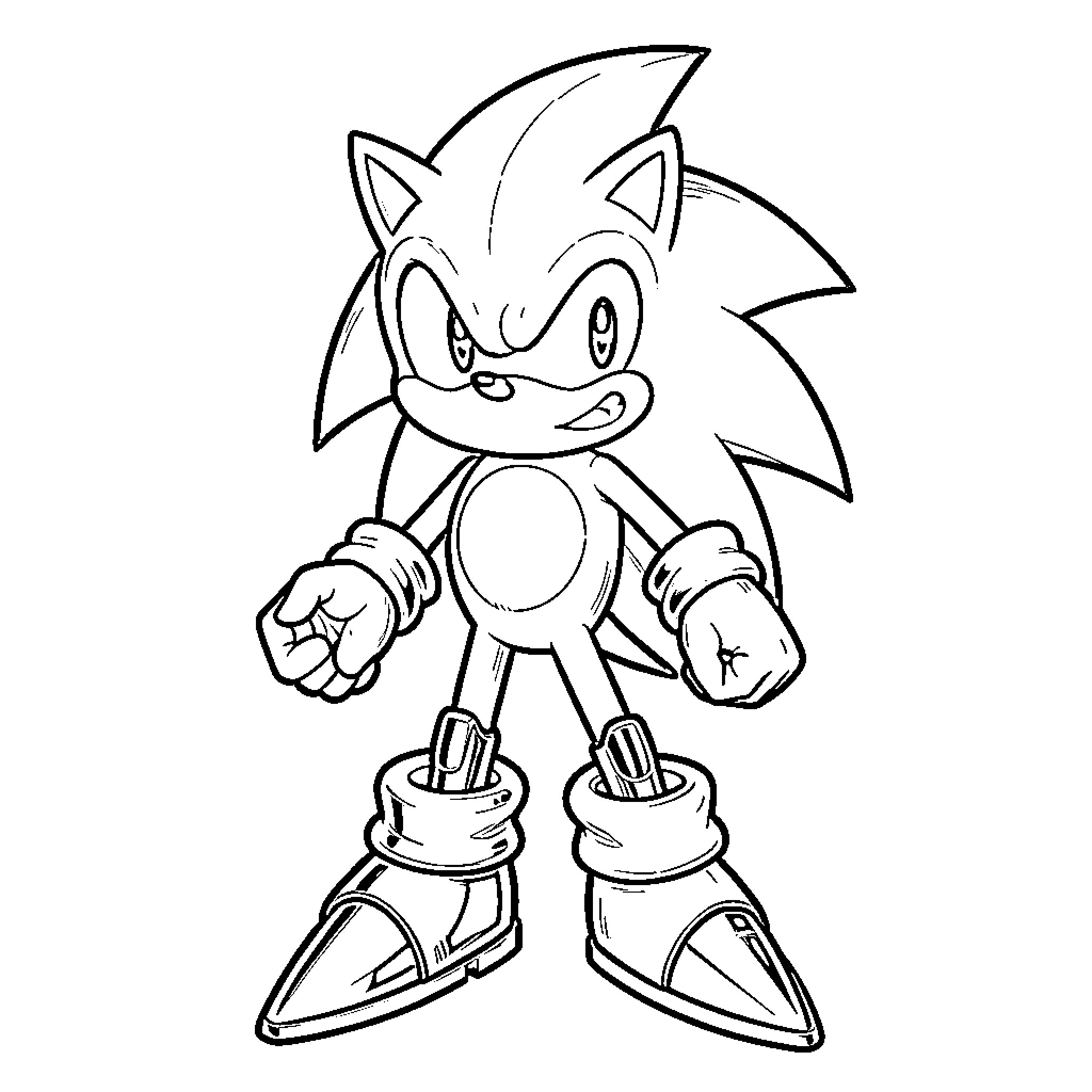 Robot Hedgehog character in action pose Coloring Page (free black-and-white line drawing printable PDF for all, from beginners to advanced learners, including children, teens, adults, and seniors)