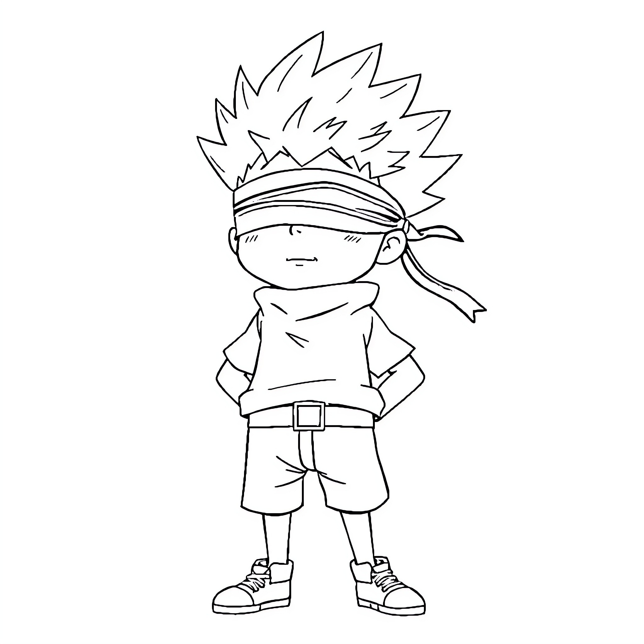 Gojo dressed in casual attire with spiky hair Coloring Page (free black-and-white line drawing printable PDF for all, from beginners to advanced learners, including children, teens, adults, and seniors)