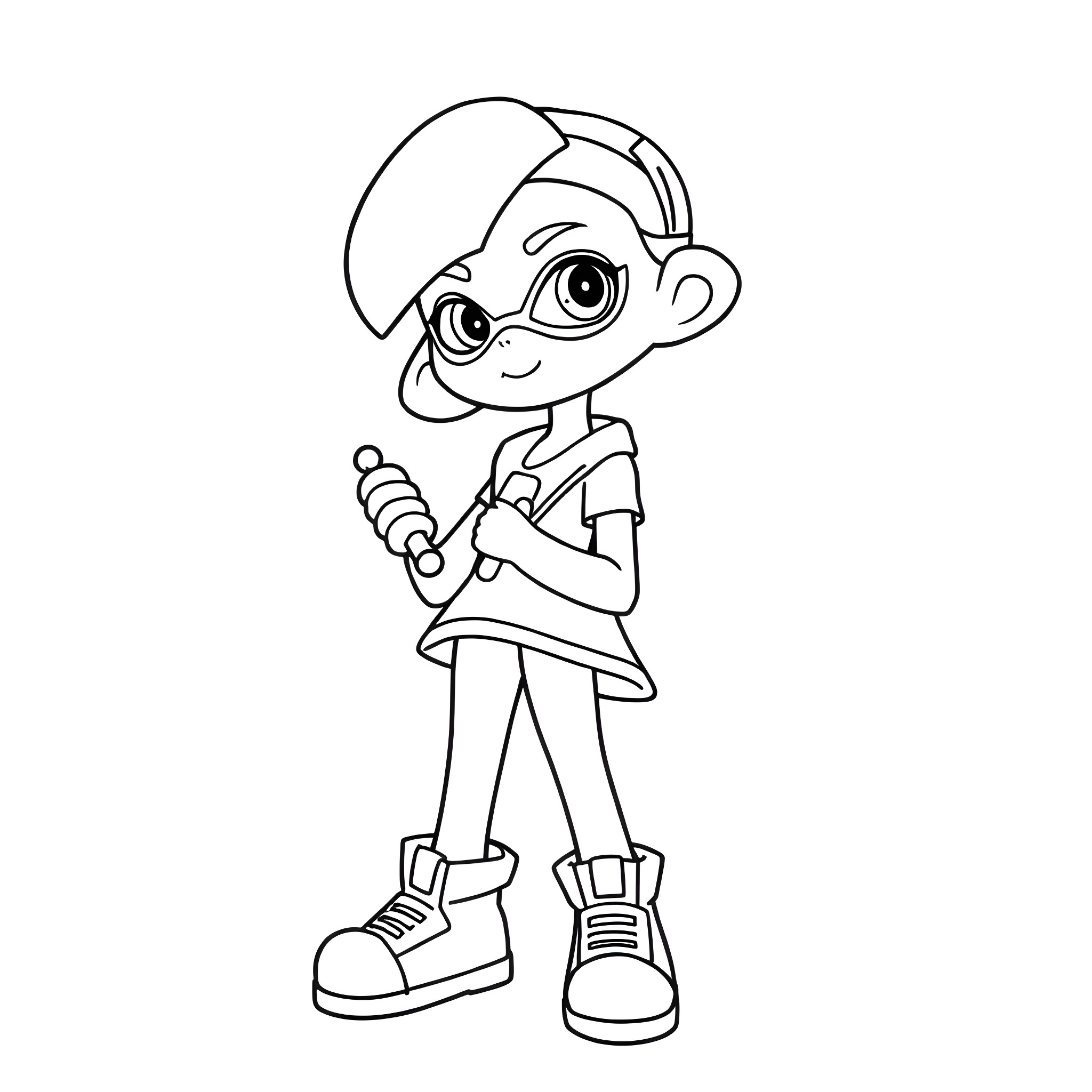 Callie the curious young boy with a magnifying glass Coloring Page (free black-and-white line drawing printable PDF for all, from beginners to advanced learners, including children, teens, adults, and seniors)