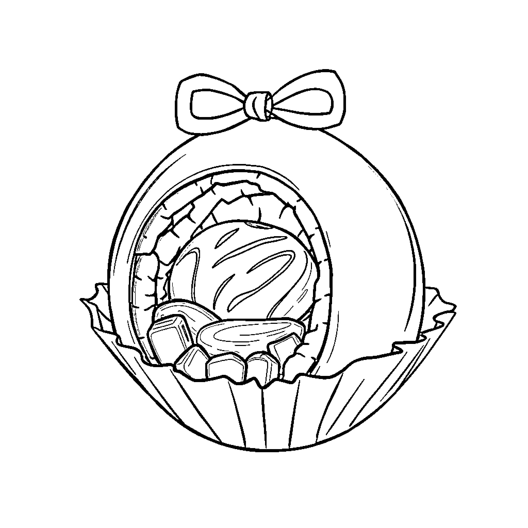 Mozartkugel - Confectionery in a decorated frame Coloring Page (free black-and-white line drawing printable PDF for all, from beginners to advanced learners, including children, teens, adults, and seniors)