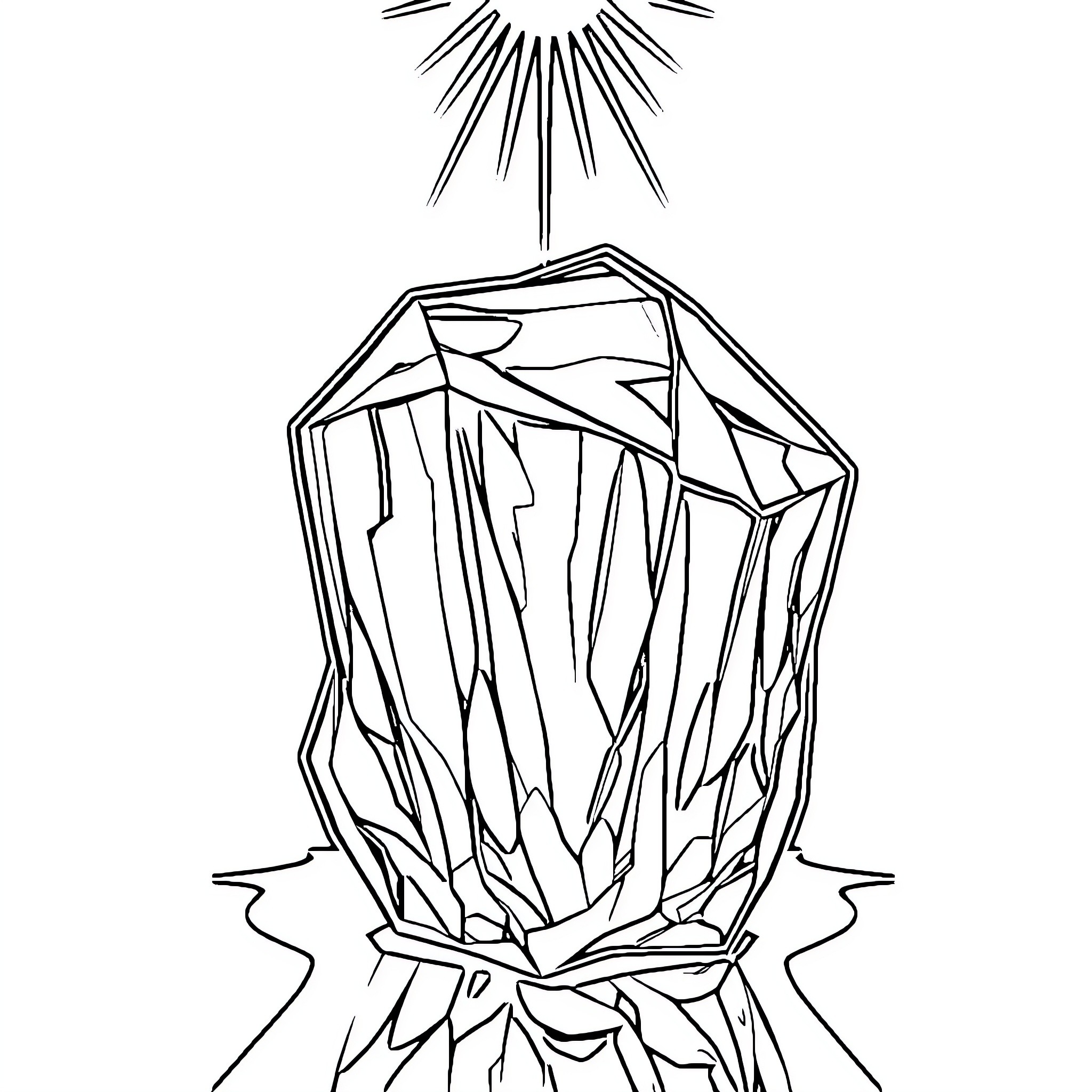 Beryl's Radiant Crystal Reflection Coloring Page (free black-and-white line drawing printable PDF for all, from beginners to advanced learners, including children, teens, adults, and seniors)