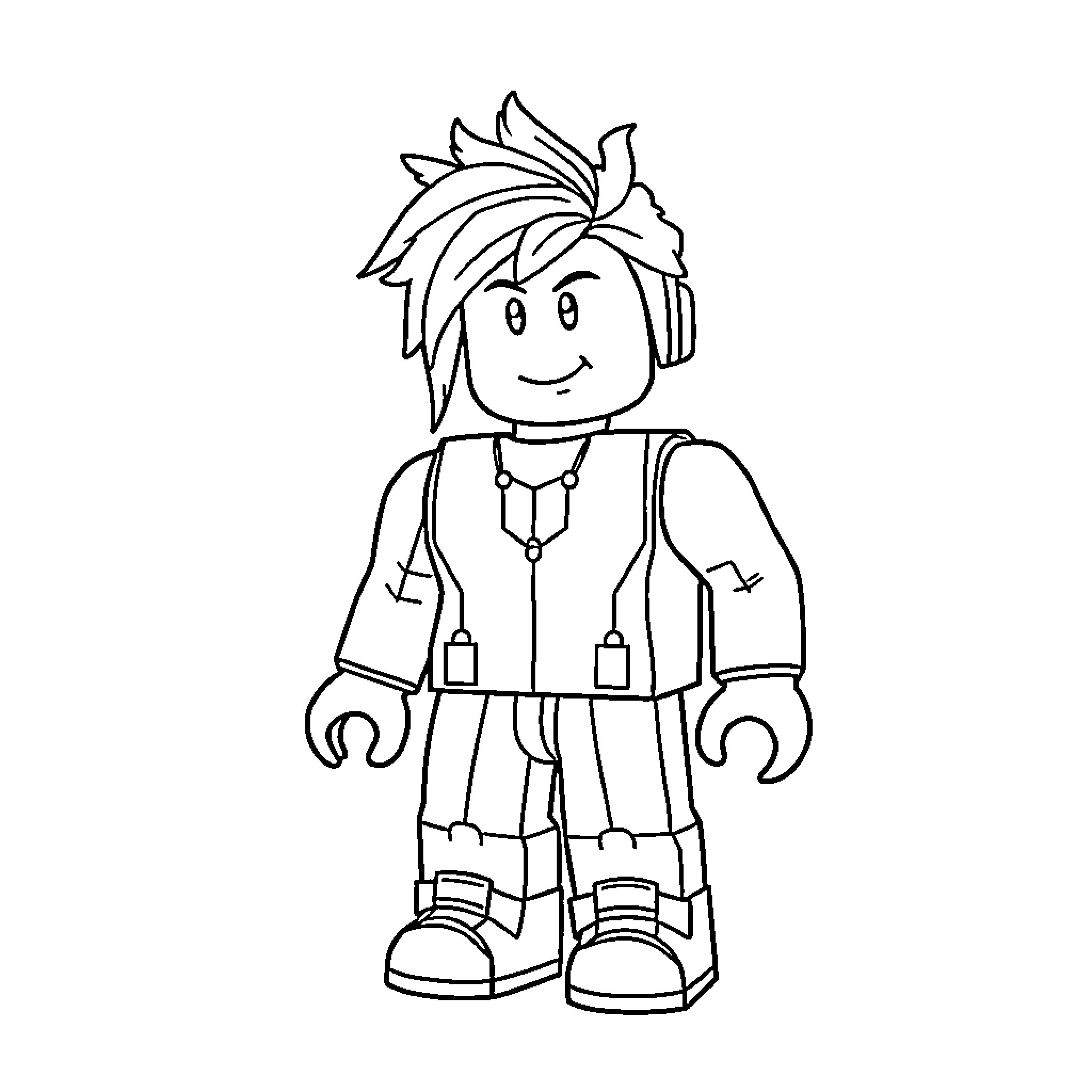 Avatar of a happy cartoon character in casual attire Coloring Page (free black-and-white line drawing printable PDF for all, from beginners to advanced learners, including children, teens, adults, and seniors)