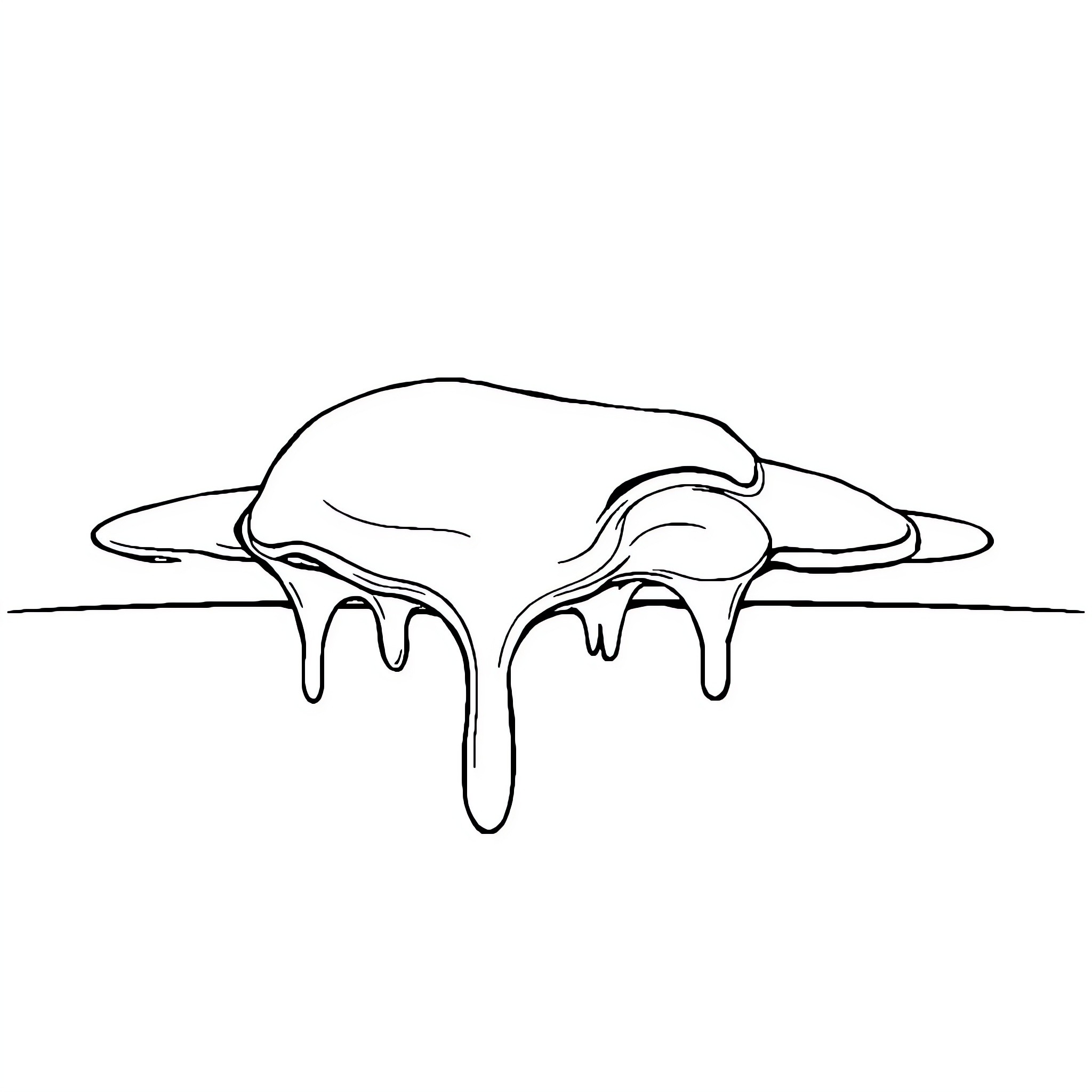 Blob melting on the surface Coloring Page (free black-and-white line drawing printable PDF for all, from beginners to advanced learners, including children, teens, adults, and seniors)